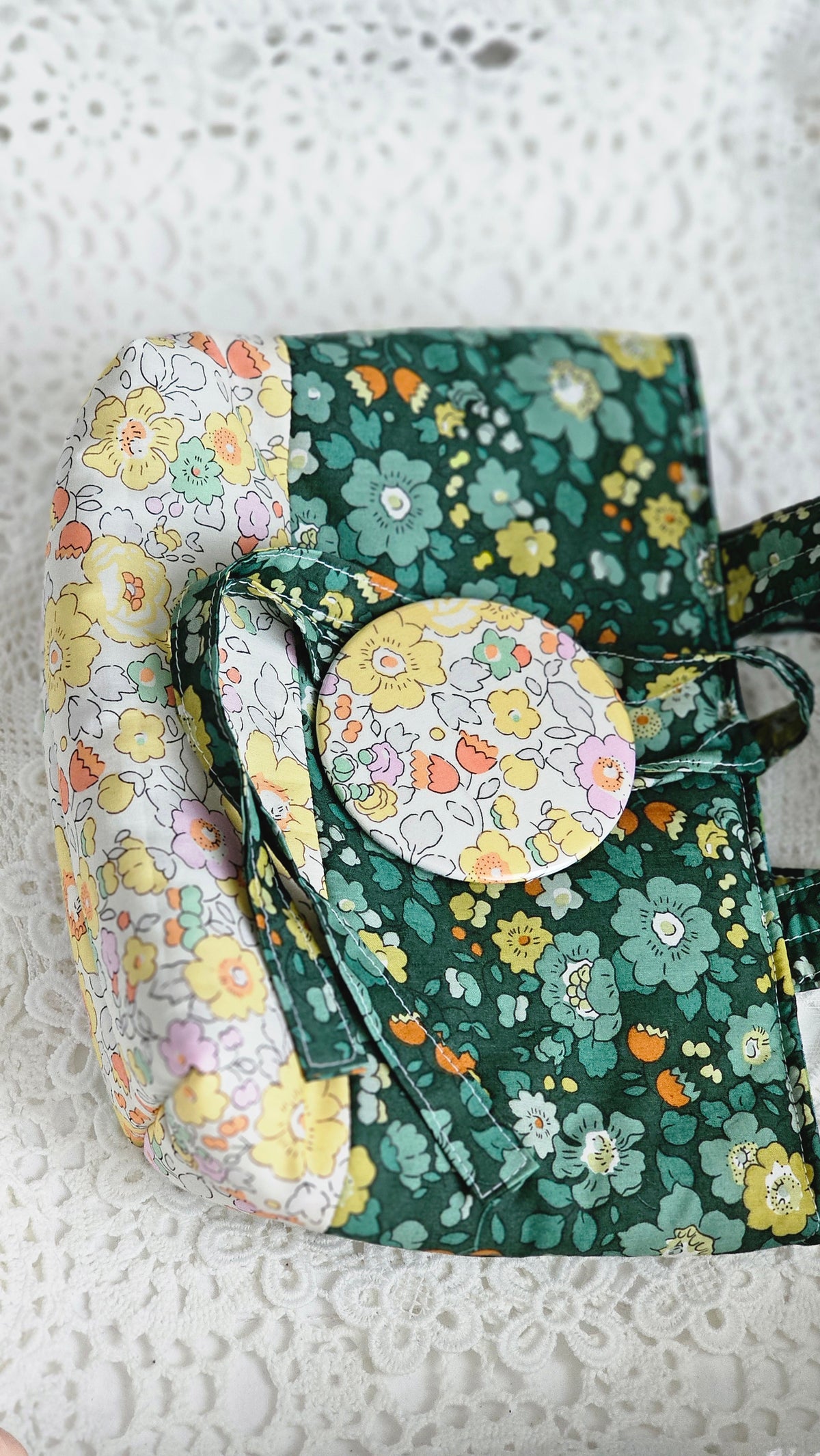 Mini cabas liberty et tissu enduit