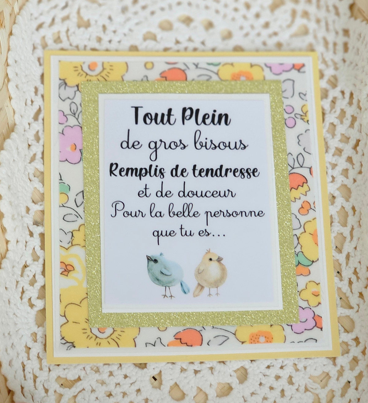 Carte bisous liberty jaune