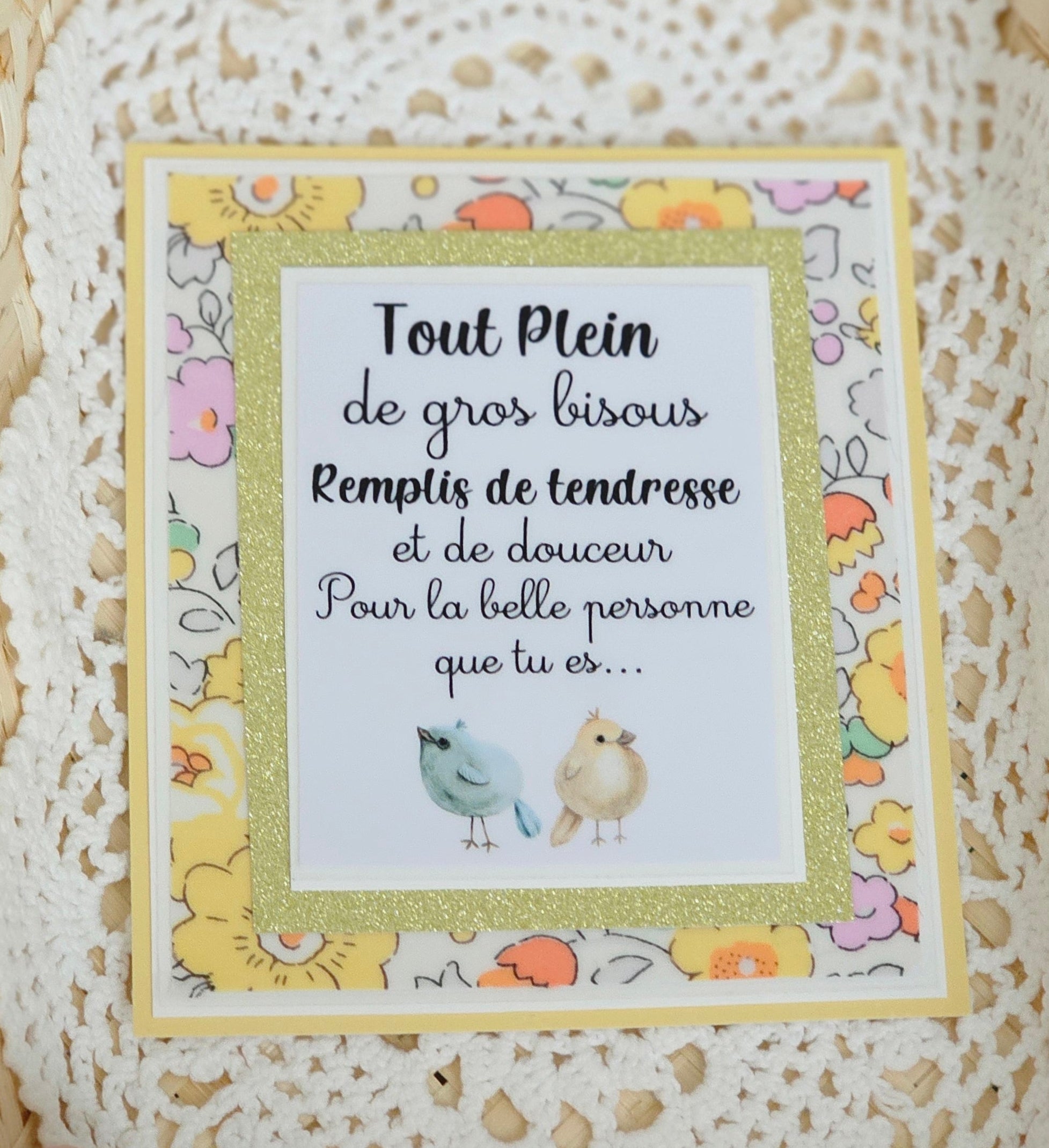 Carte bisous liberty jaune