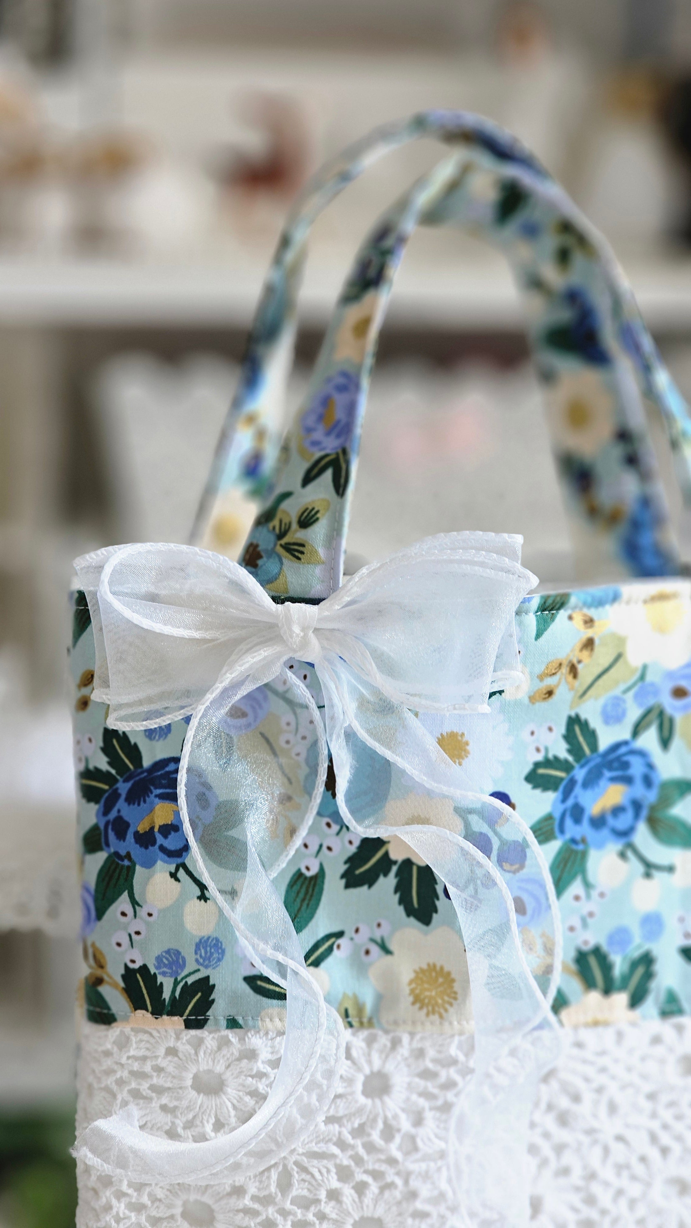 Sac tote bag tissu et crochet