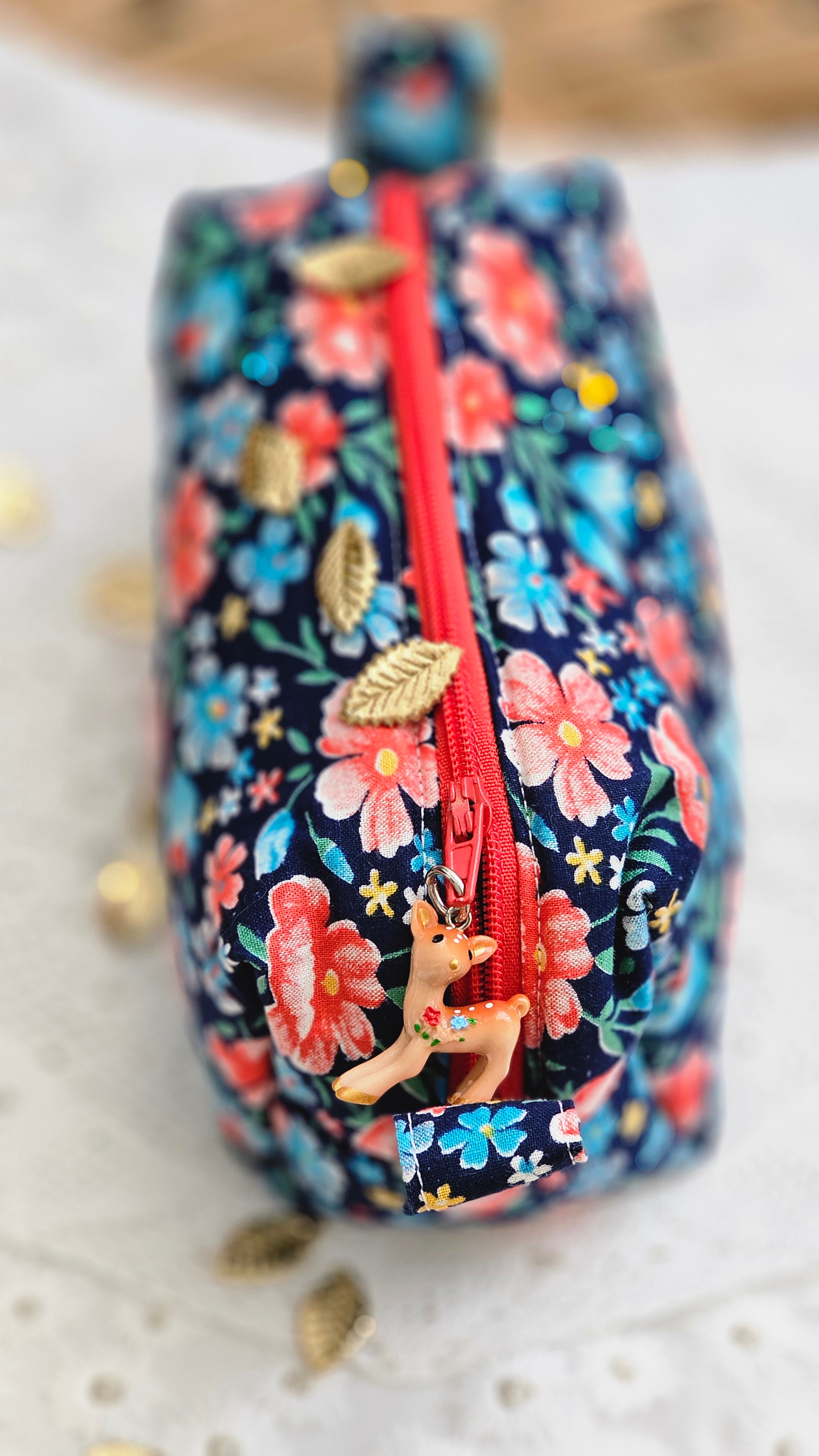 Trousse tissu fleuri vintage