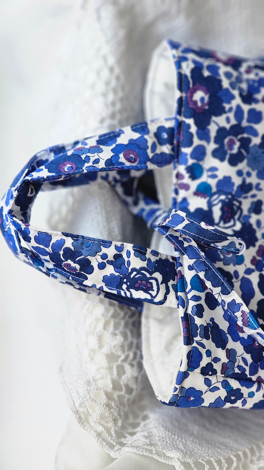 Mini sac Cabas tissu Liberty bleu