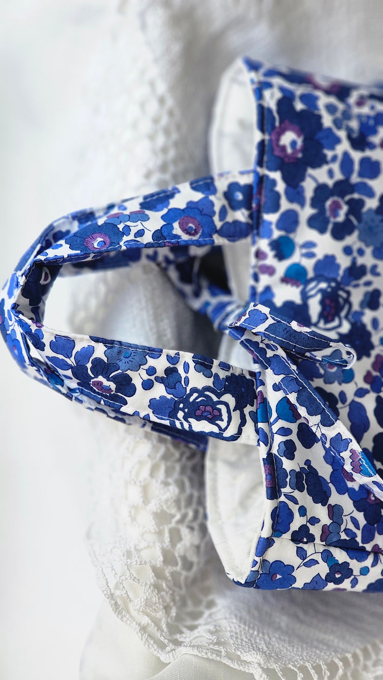 Mini sac Cabas tissu Liberty bleu