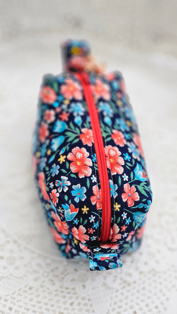 Trousse tissu fleuri vintage