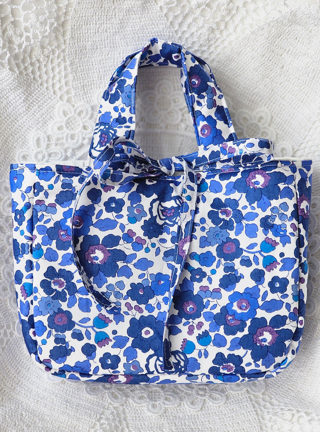 Mini sac Cabas tissu Liberty bleu
