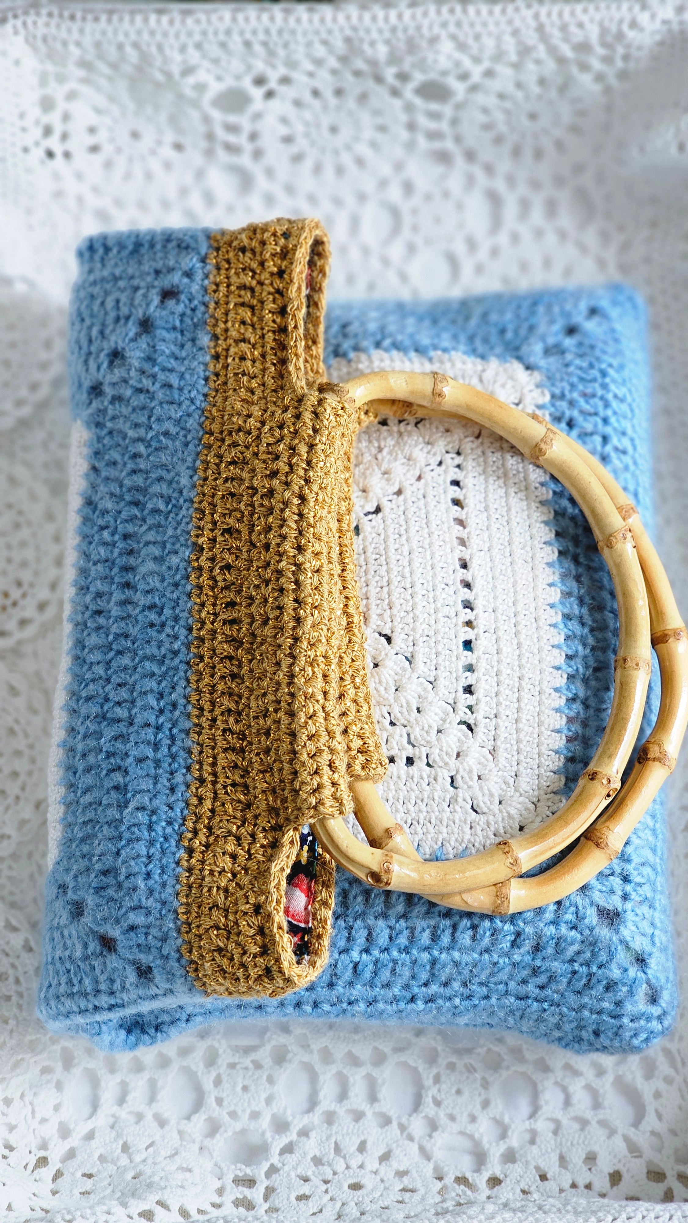 Sac crochet avec anses bambou