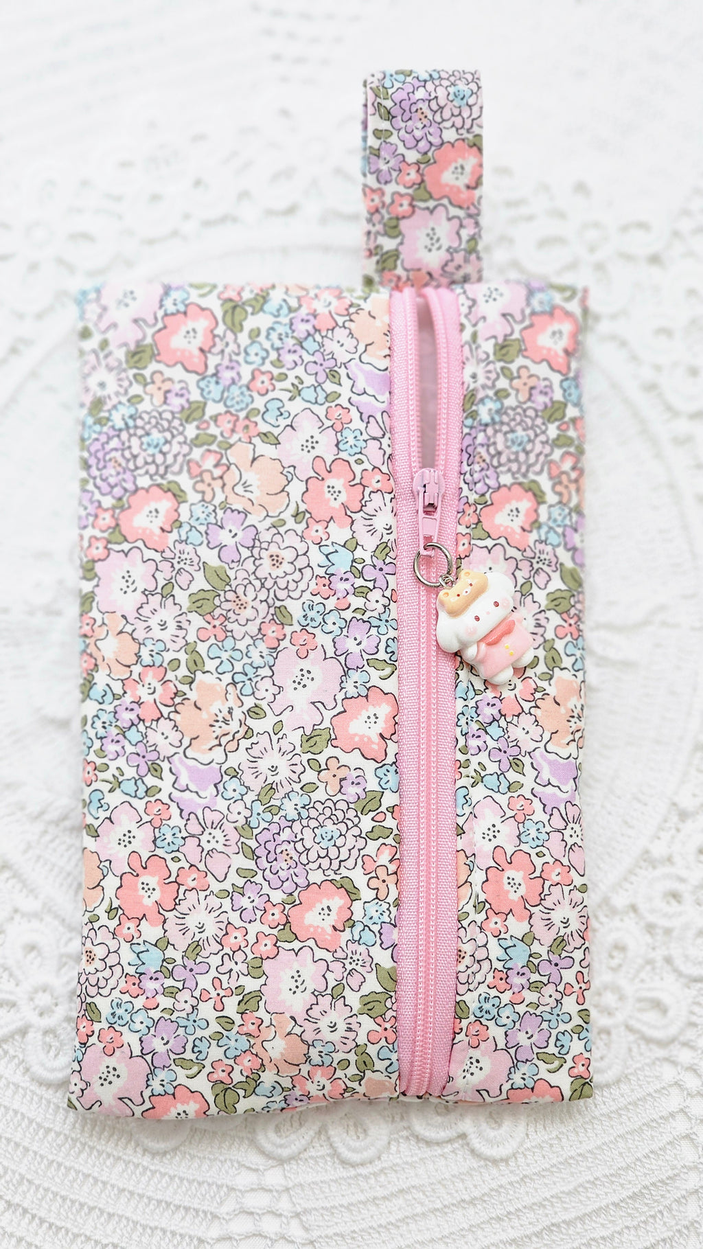 Bavoir et trousse tissu liberty rose