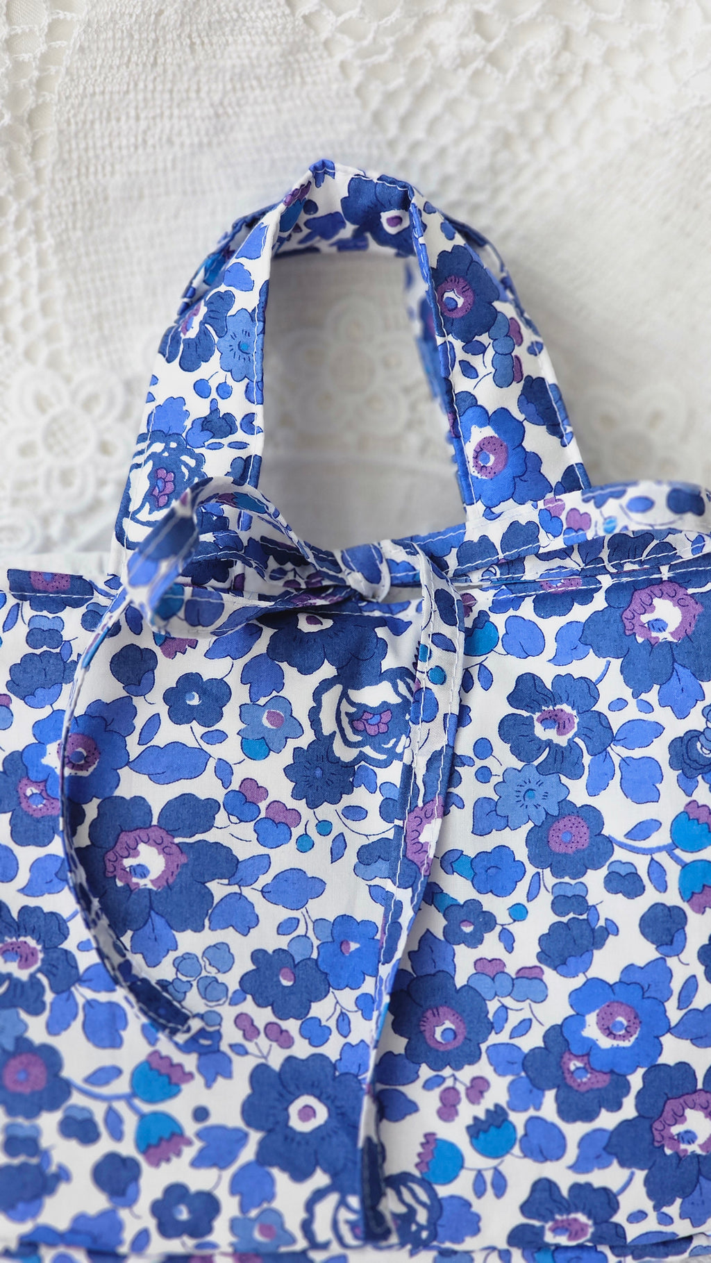 Mini sac Cabas tissu Liberty bleu