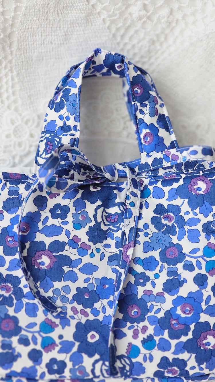 Mini sac Cabas tissu Liberty bleu