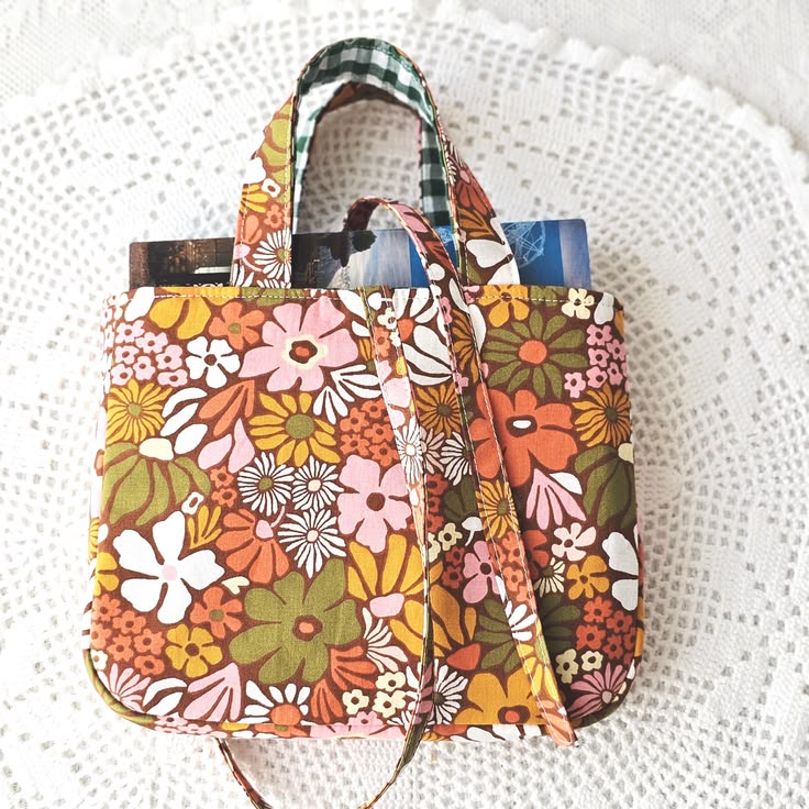 Mini sac Cabas tissu fleuri