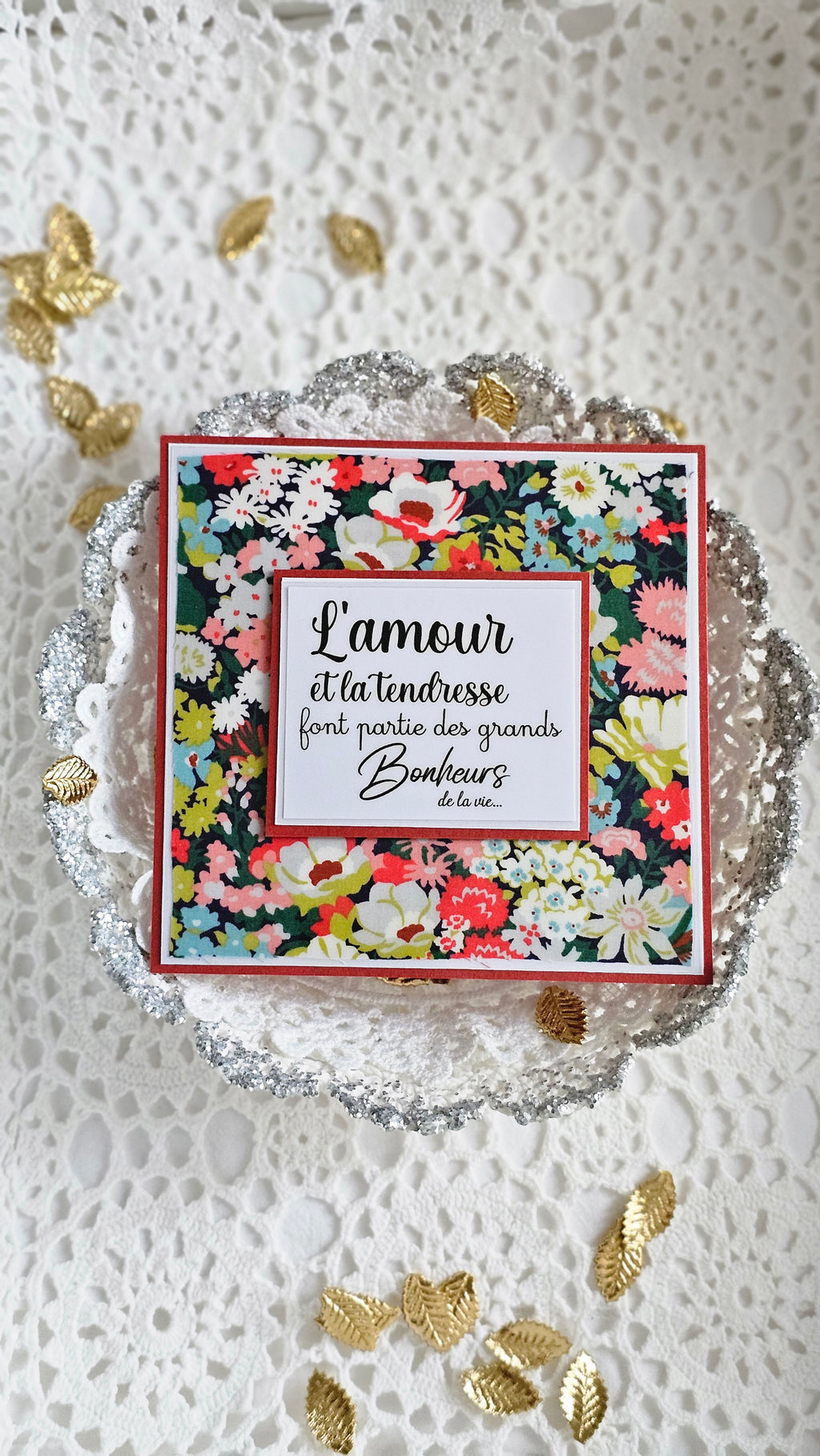 Carte texte tissu Liberty