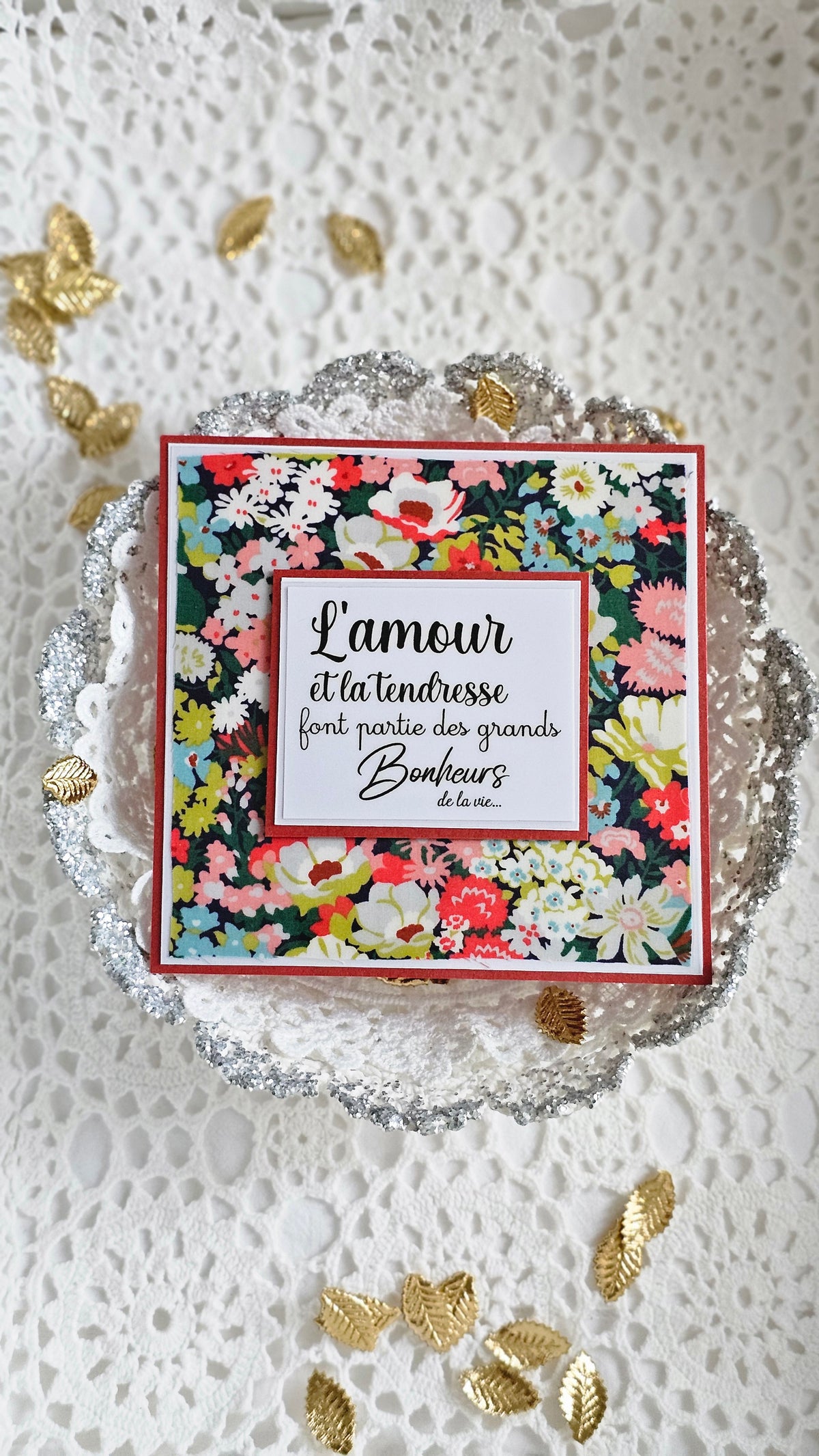 Carte texte tissu Liberty
