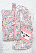 Bavoir et trousse tissu liberty rose