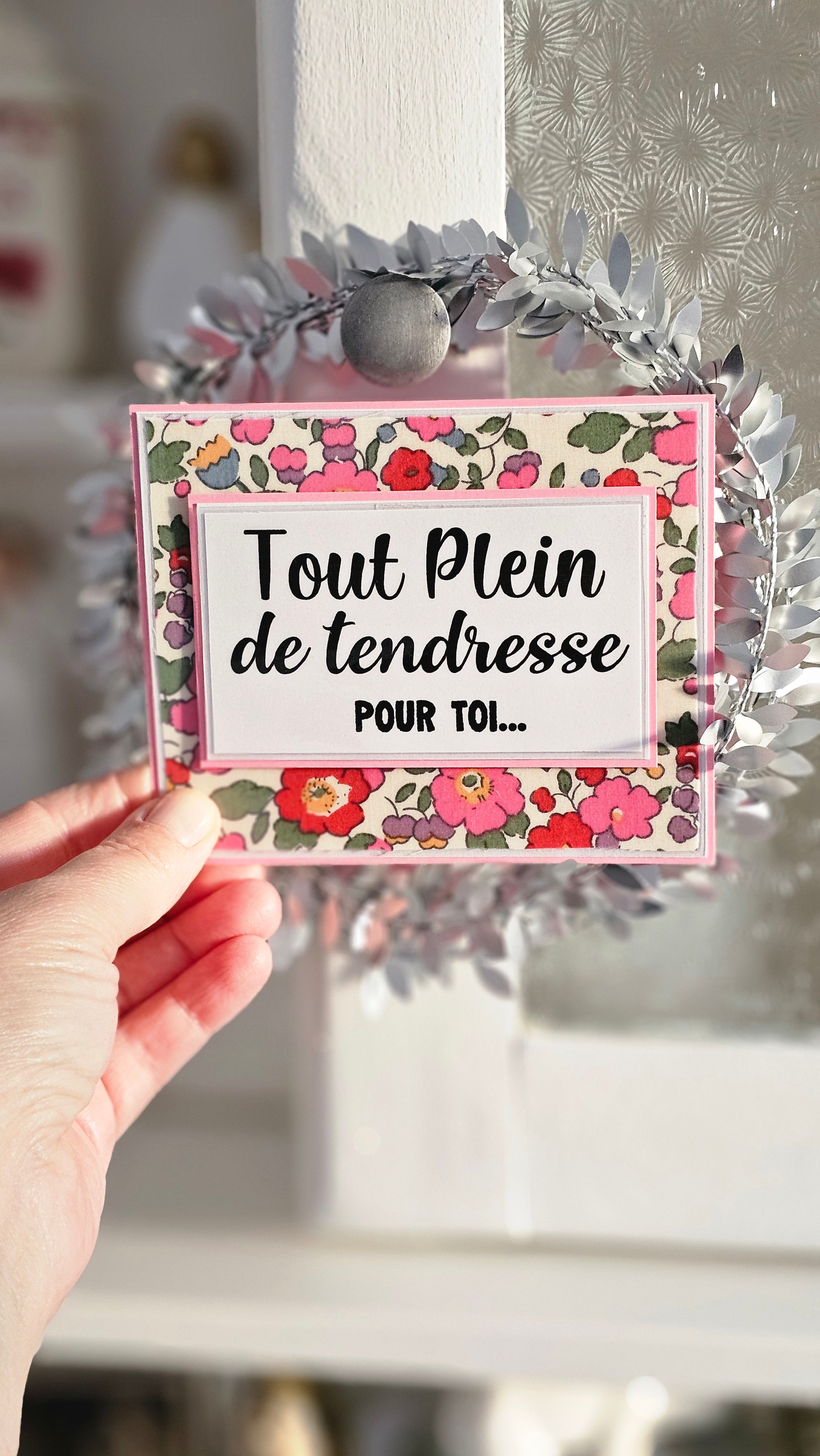 Carte tissu Liberty rose tendresse