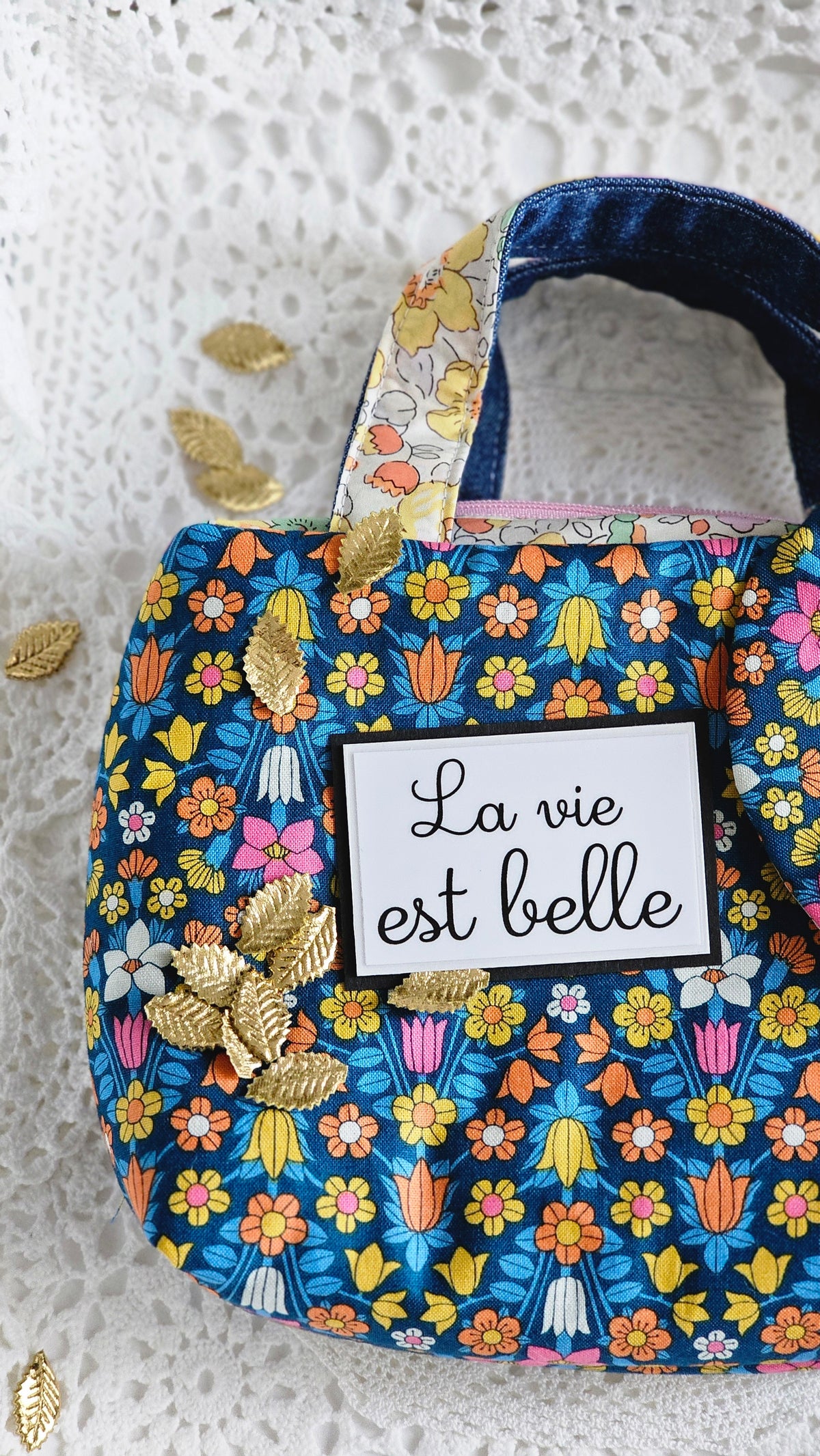 Mini trousse liberty bleu et jaune