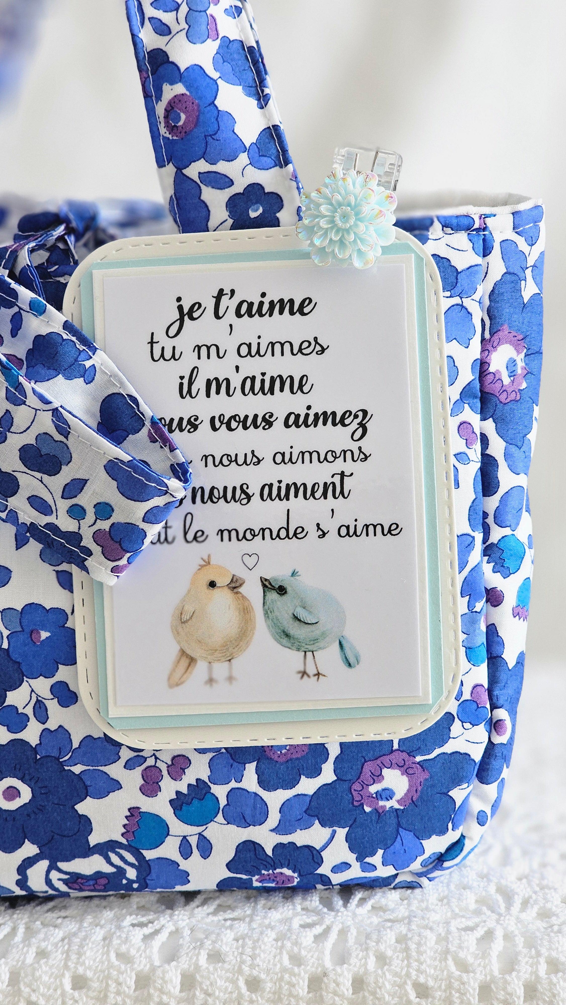 Mini sac Cabas tissu Liberty bleu