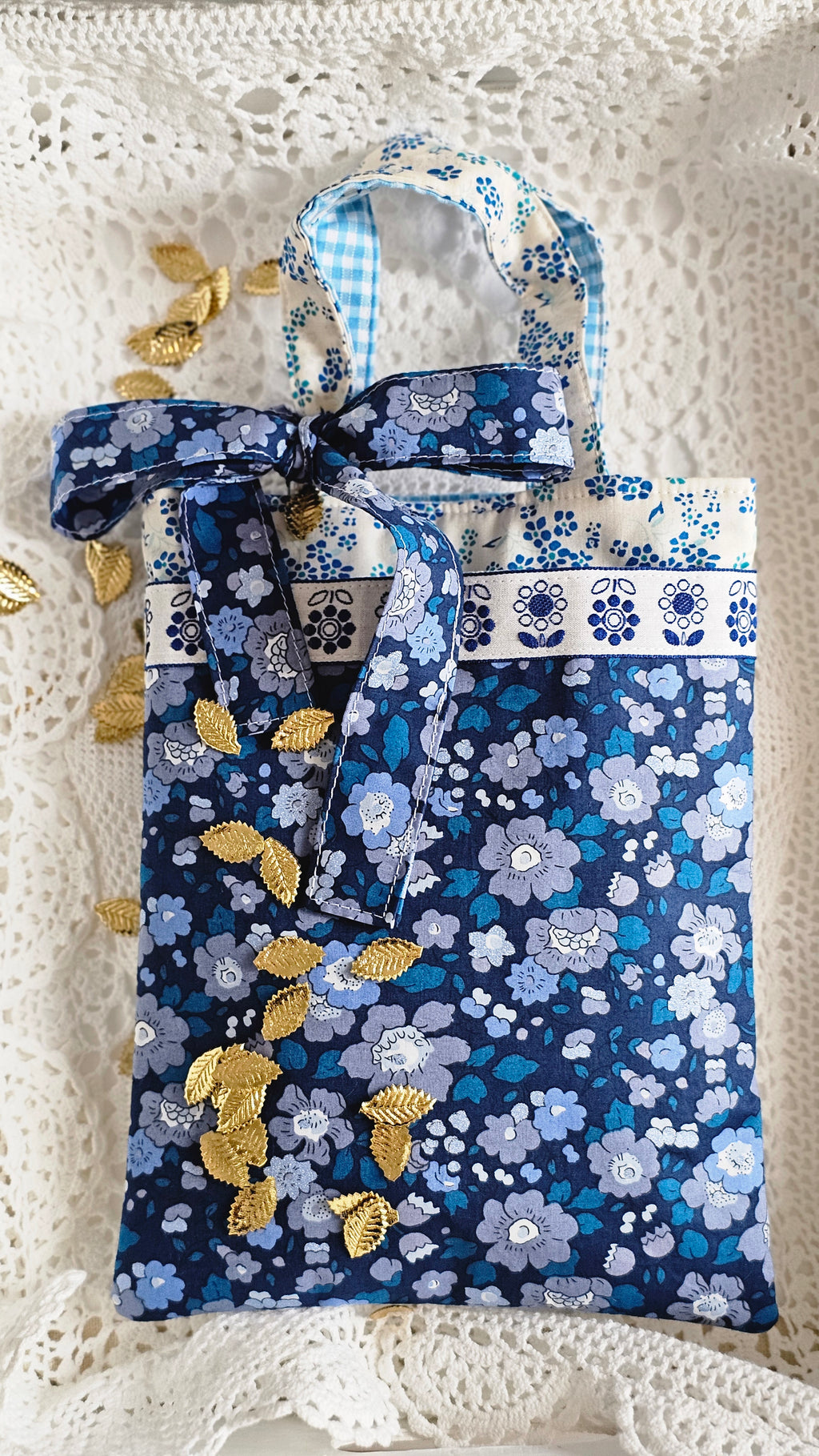 Petit tote bag en Liberty bleu