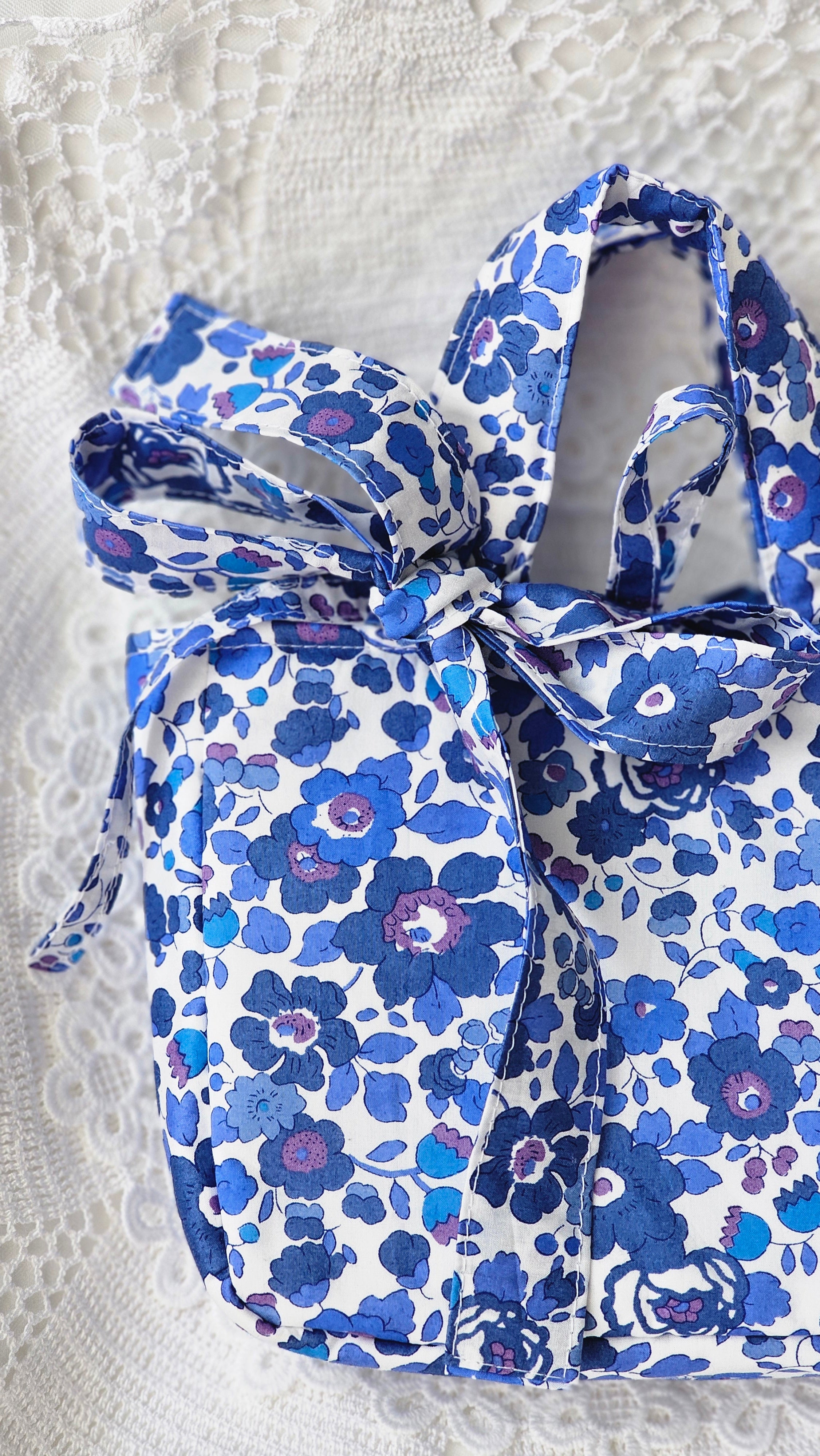 Mini sac Cabas tissu Liberty bleu