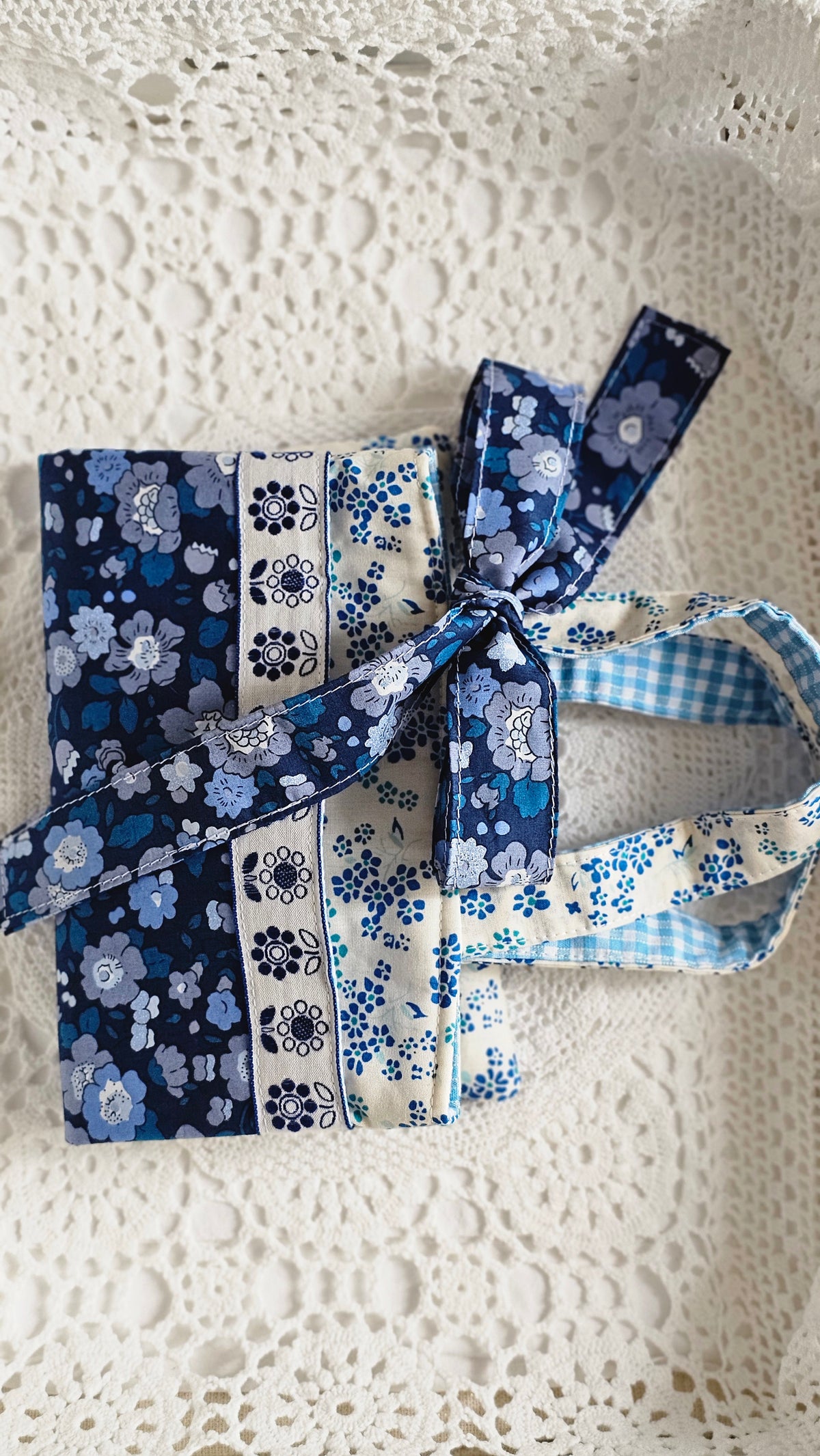 Petit tote bag en Liberty bleu