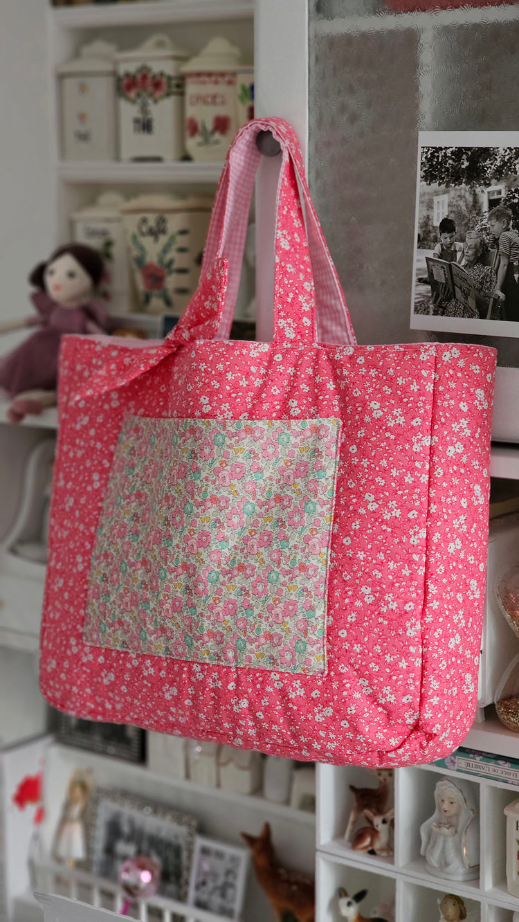 Sac cabas rose fleuri