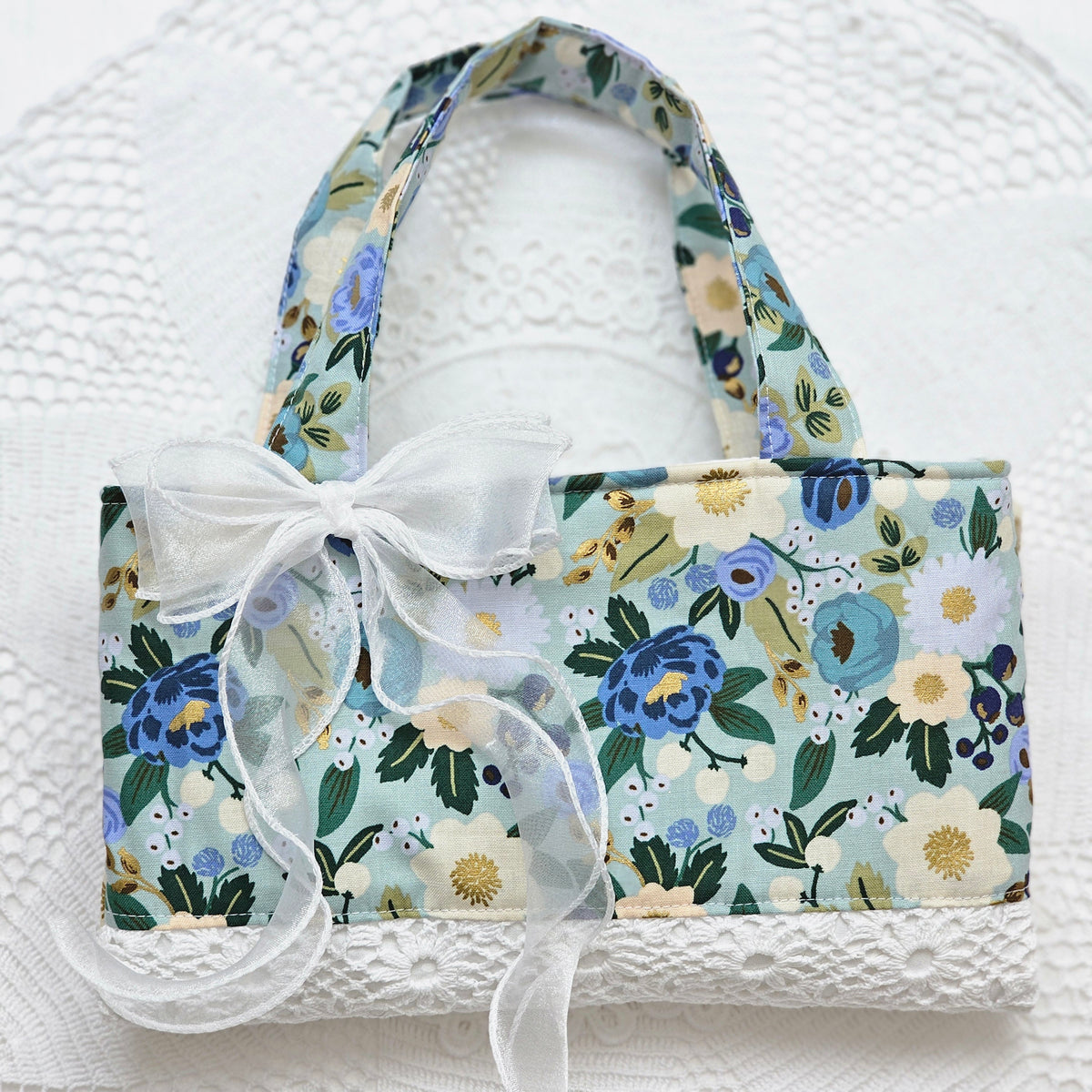 Sac tote bag tissu et crochet