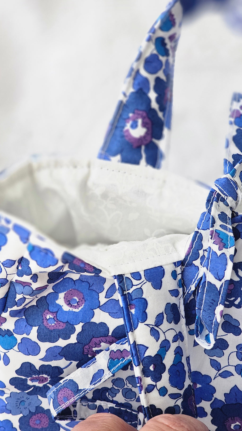 Mini sac Cabas tissu Liberty bleu
