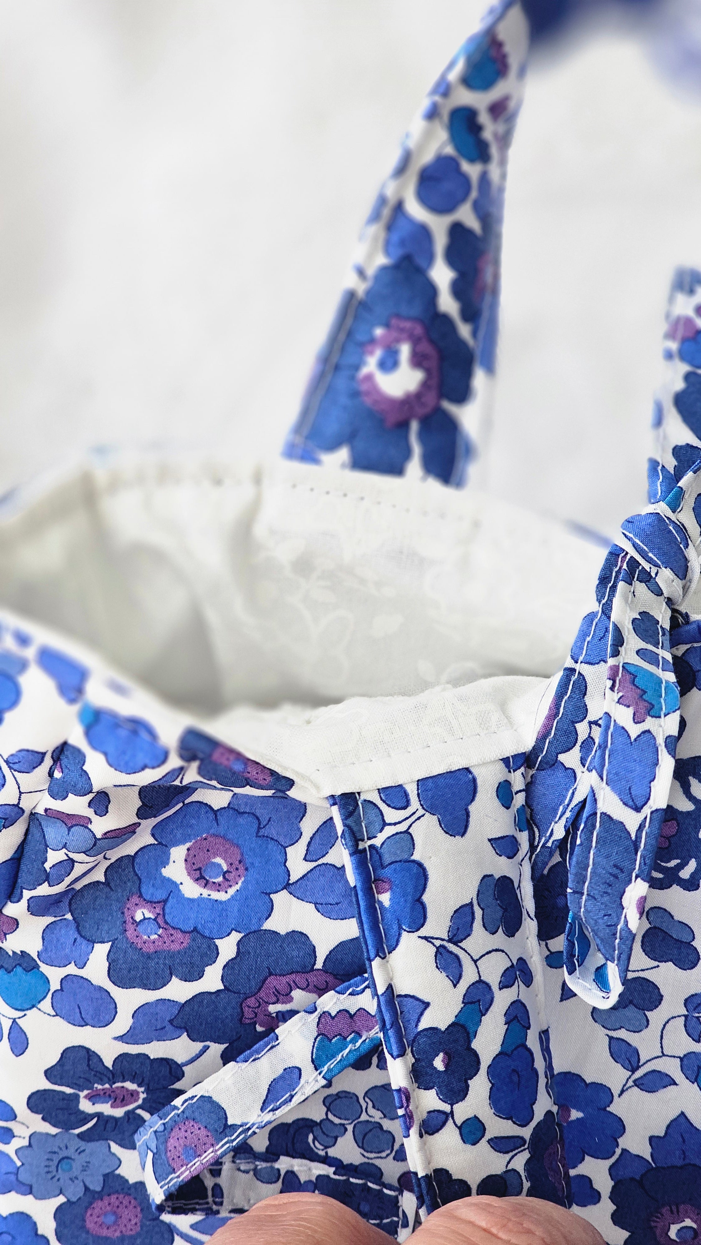Mini sac Cabas tissu Liberty bleu