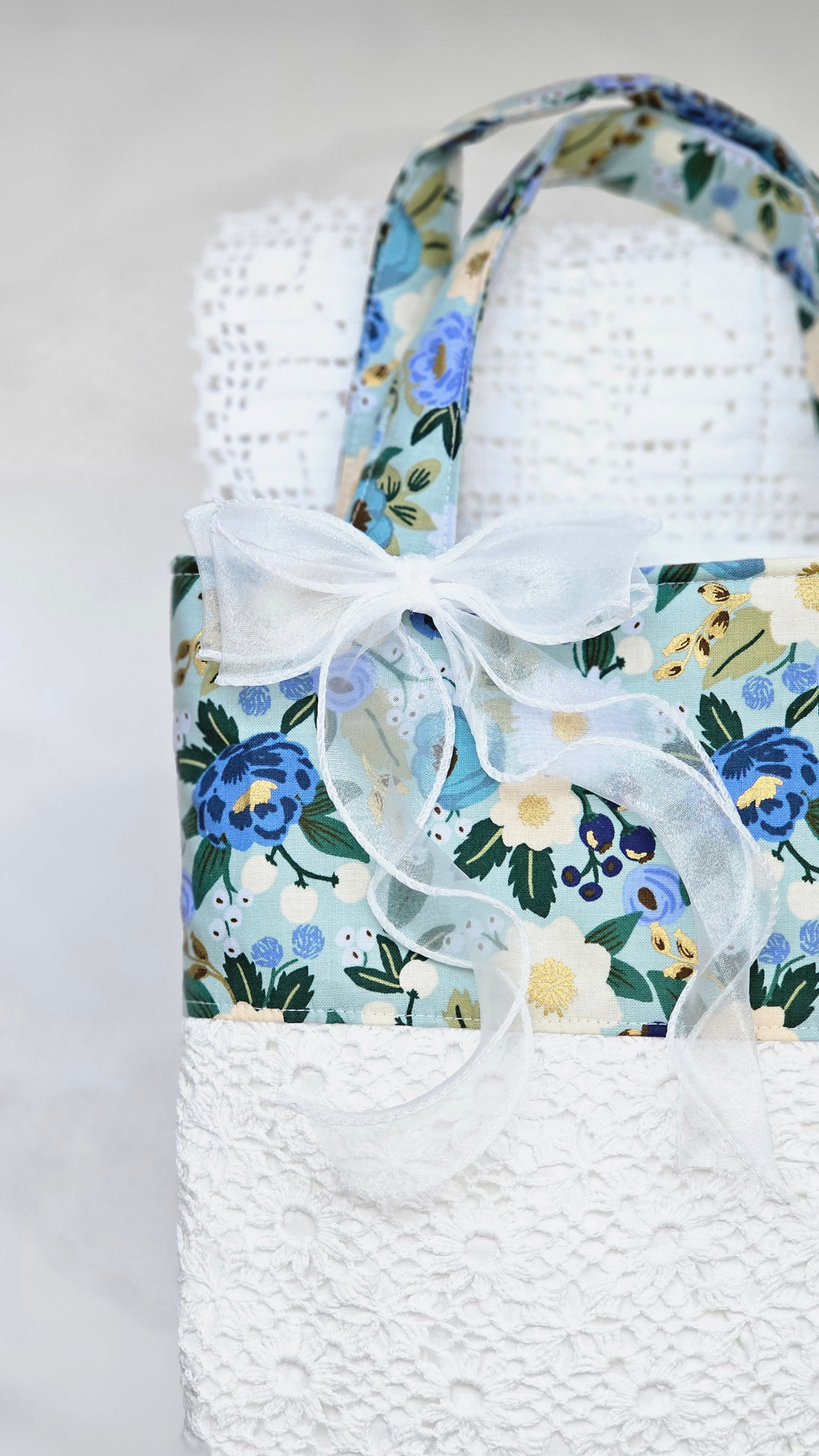 Sac tote bag tissu et crochet