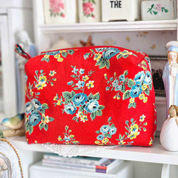 Trousse tissu vintage rouge