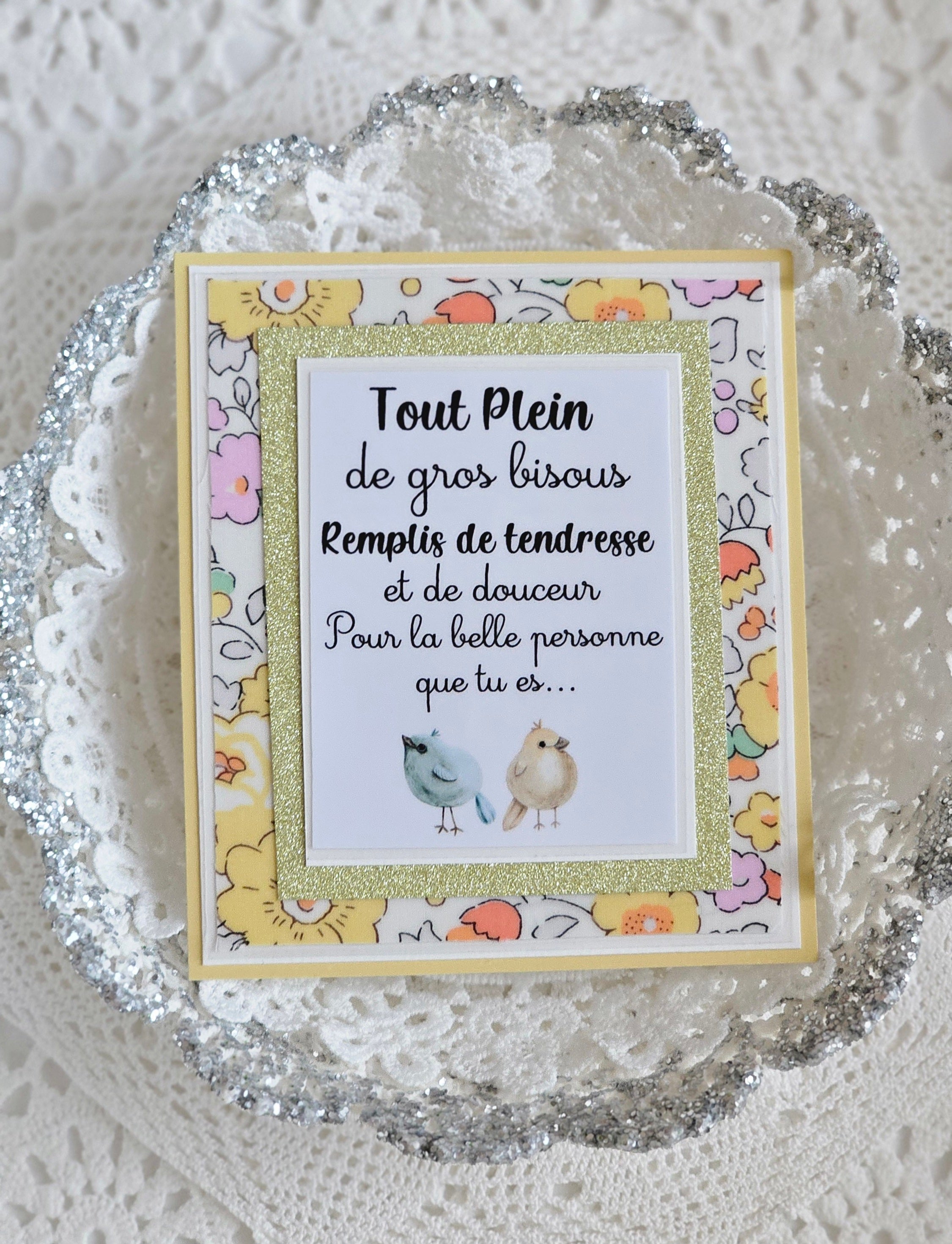 Carte bisous liberty jaune