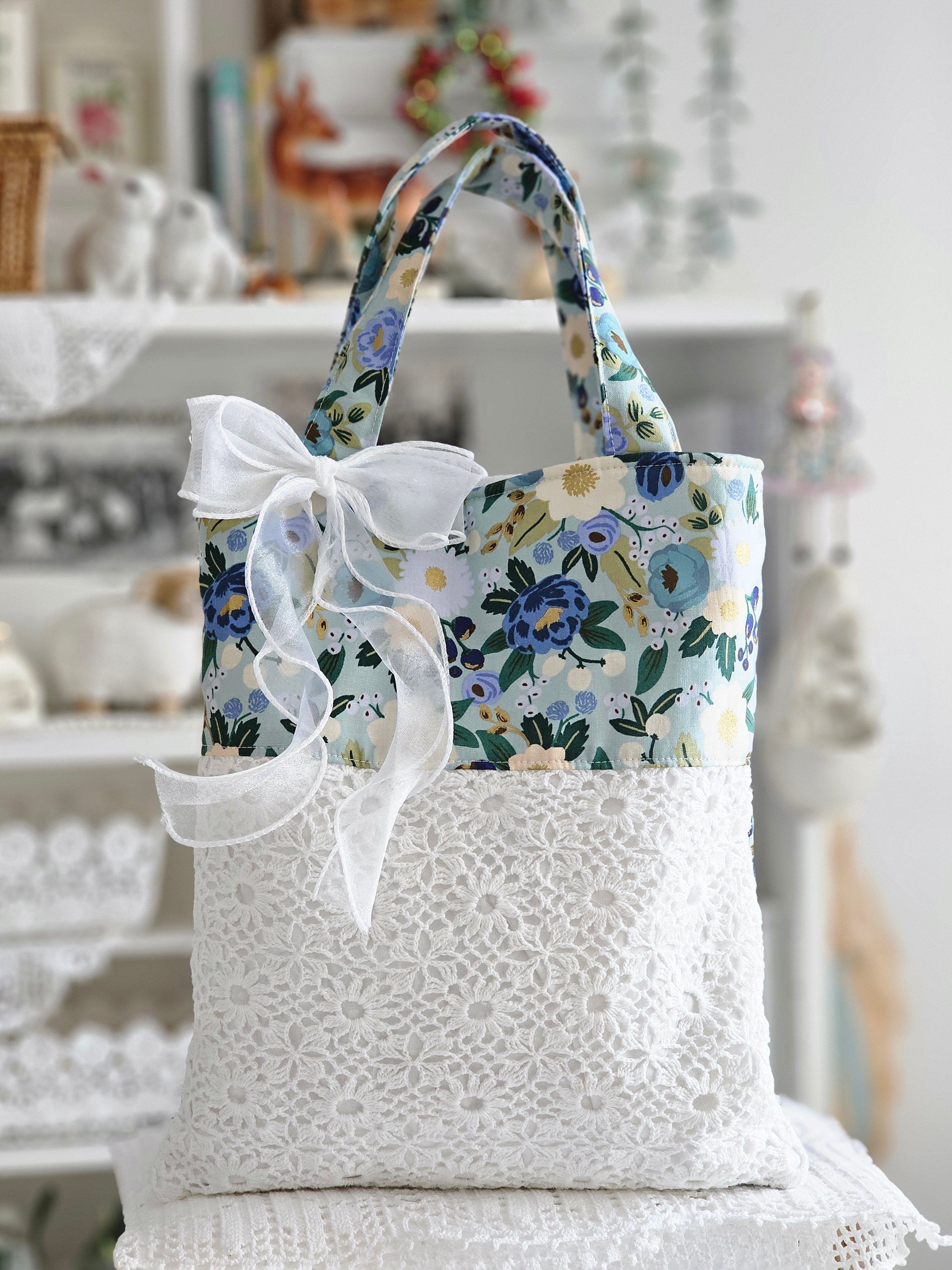 Sac tote bag tissu et crochet