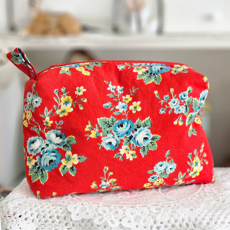Trousse tissu vintage rouge