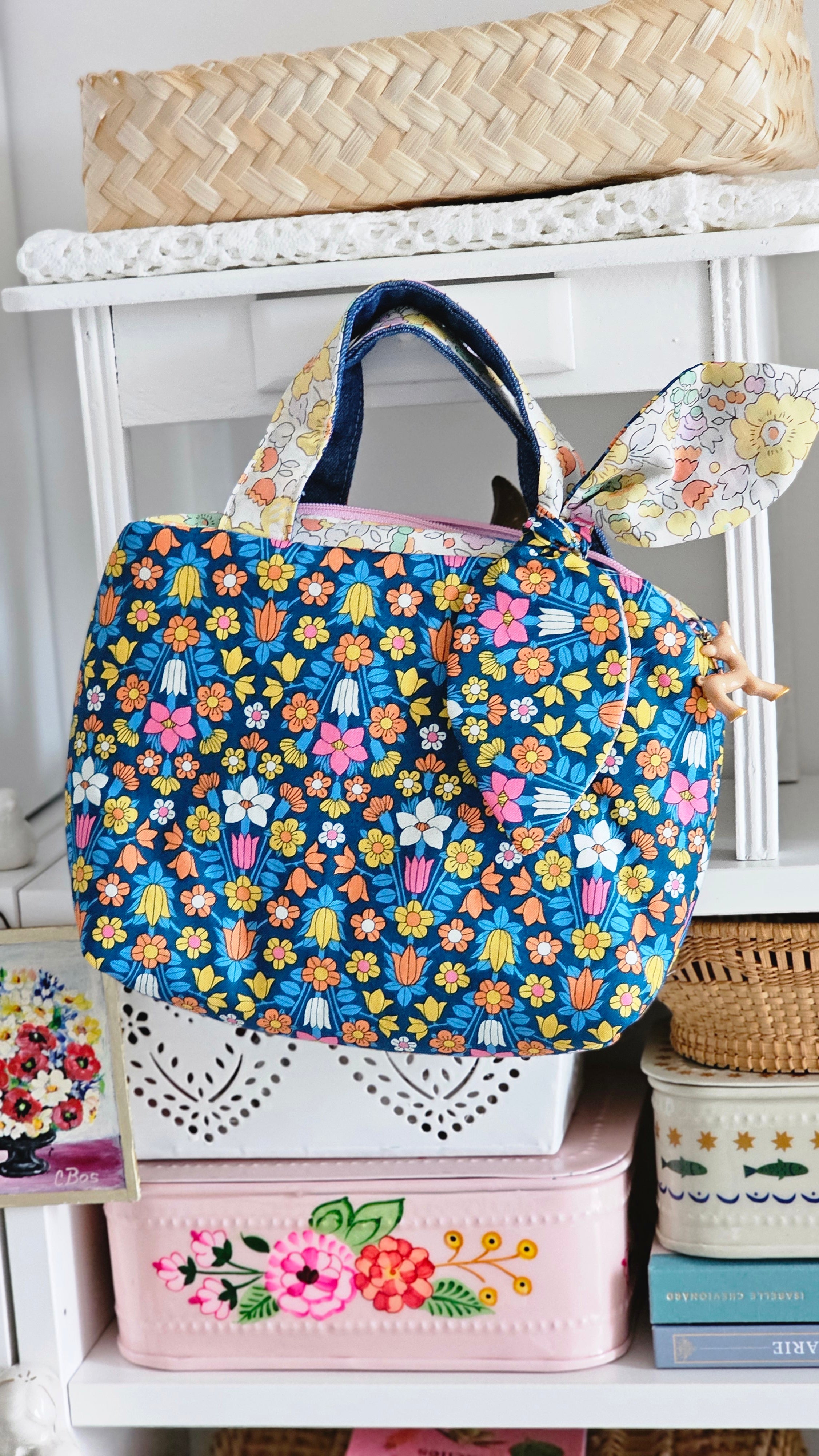 Mini trousse liberty bleu et jaune