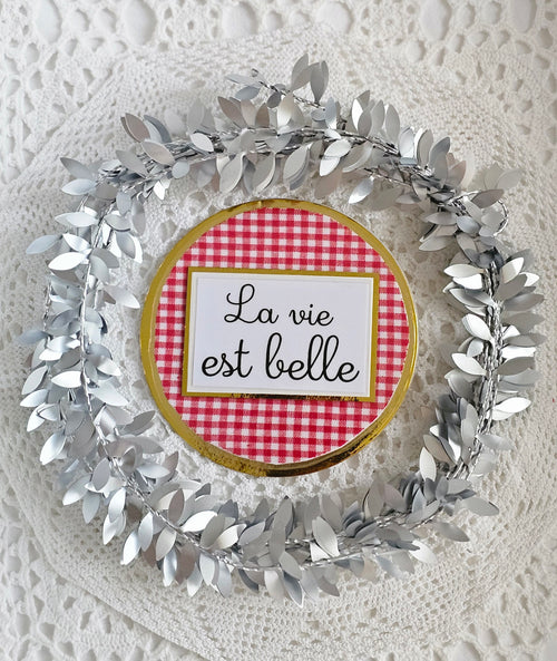 Carte papier ronde vichy rouge