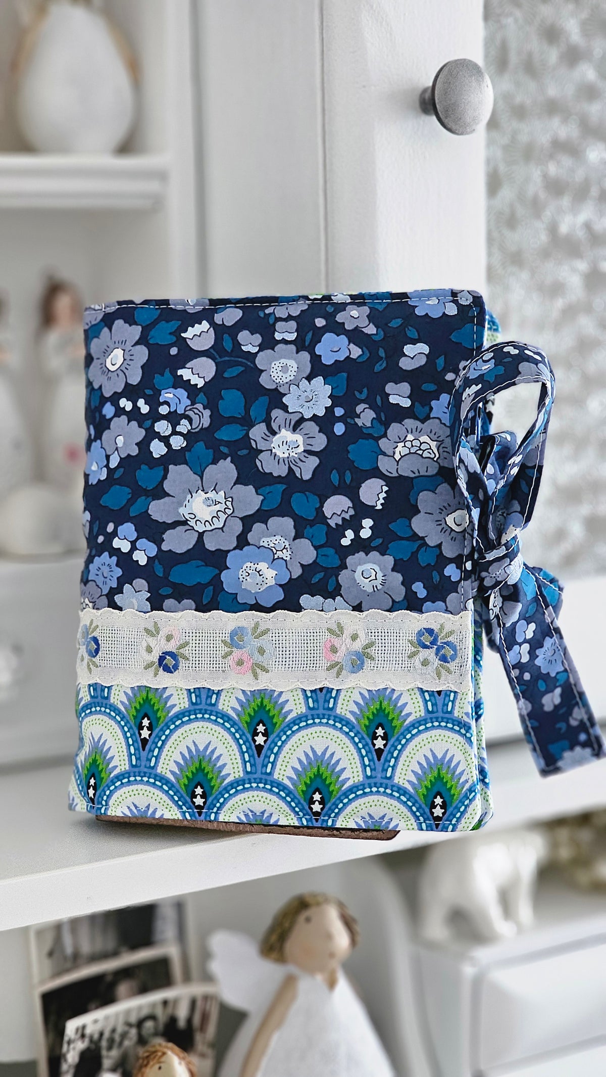 Pochette petit format tissu motif bleu