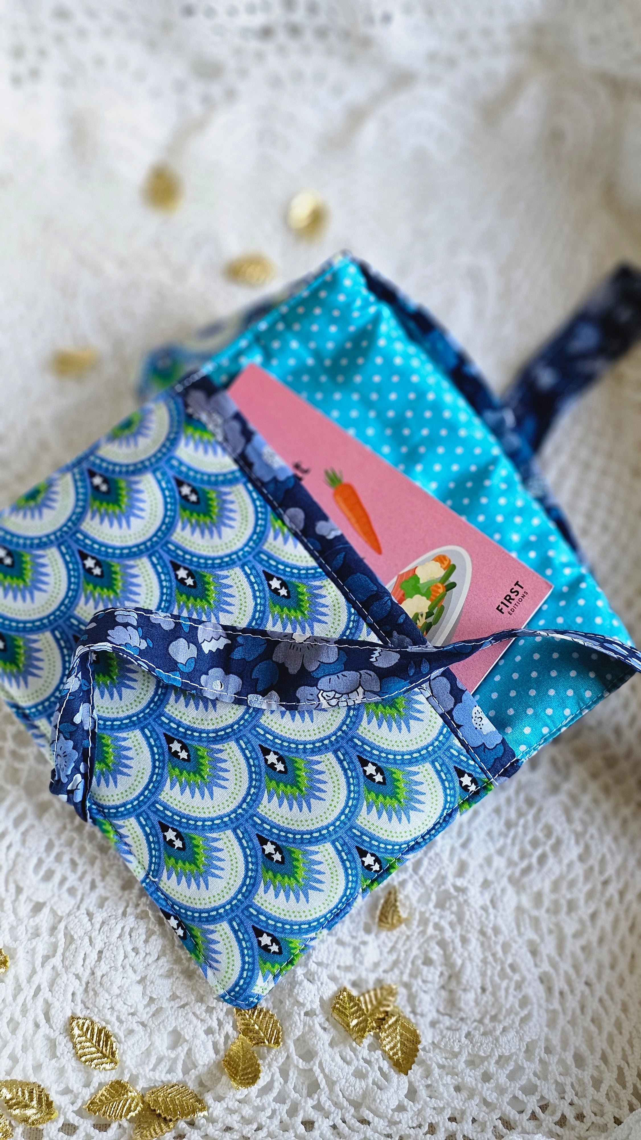 Pochette petit format tissu motif bleu