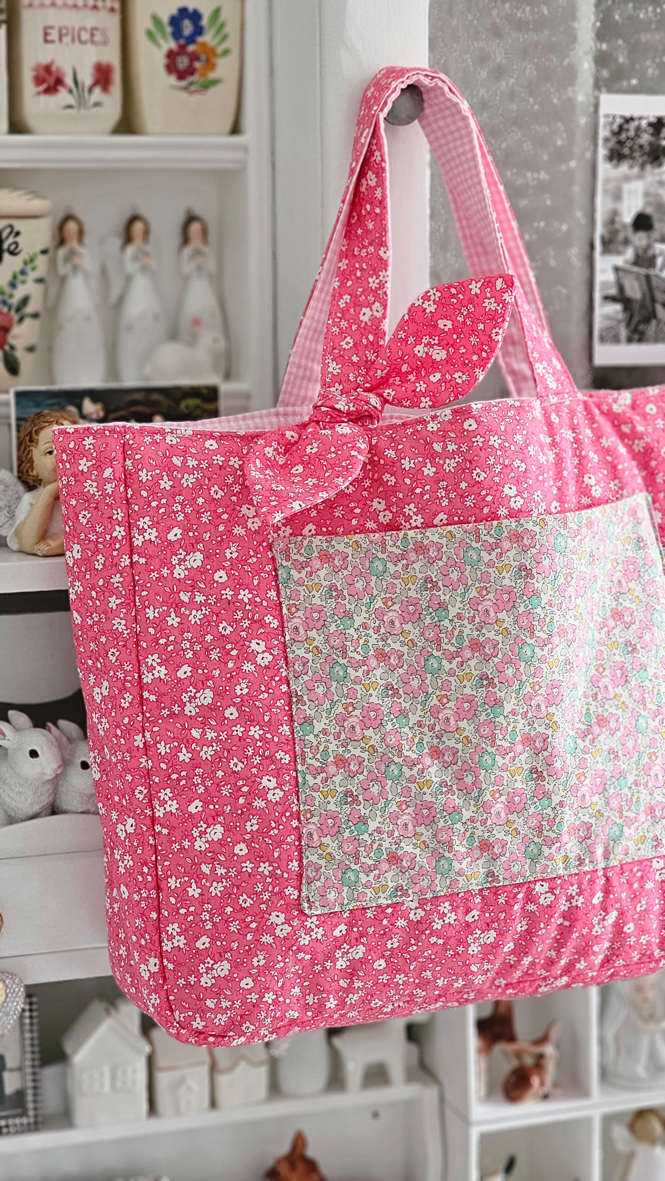 Sac cabas rose fleuri