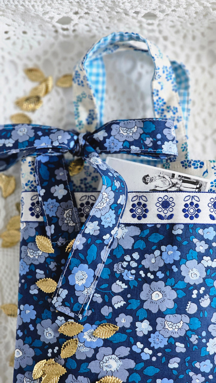 Petit tote bag en Liberty bleu