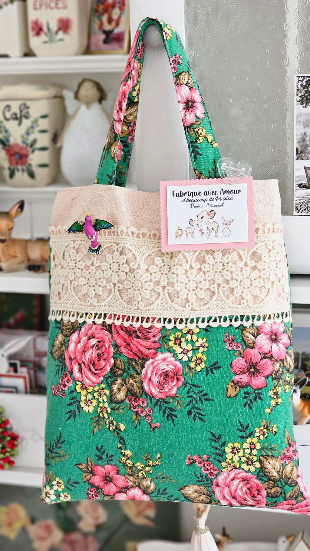 Sac tote bag tissu vintage