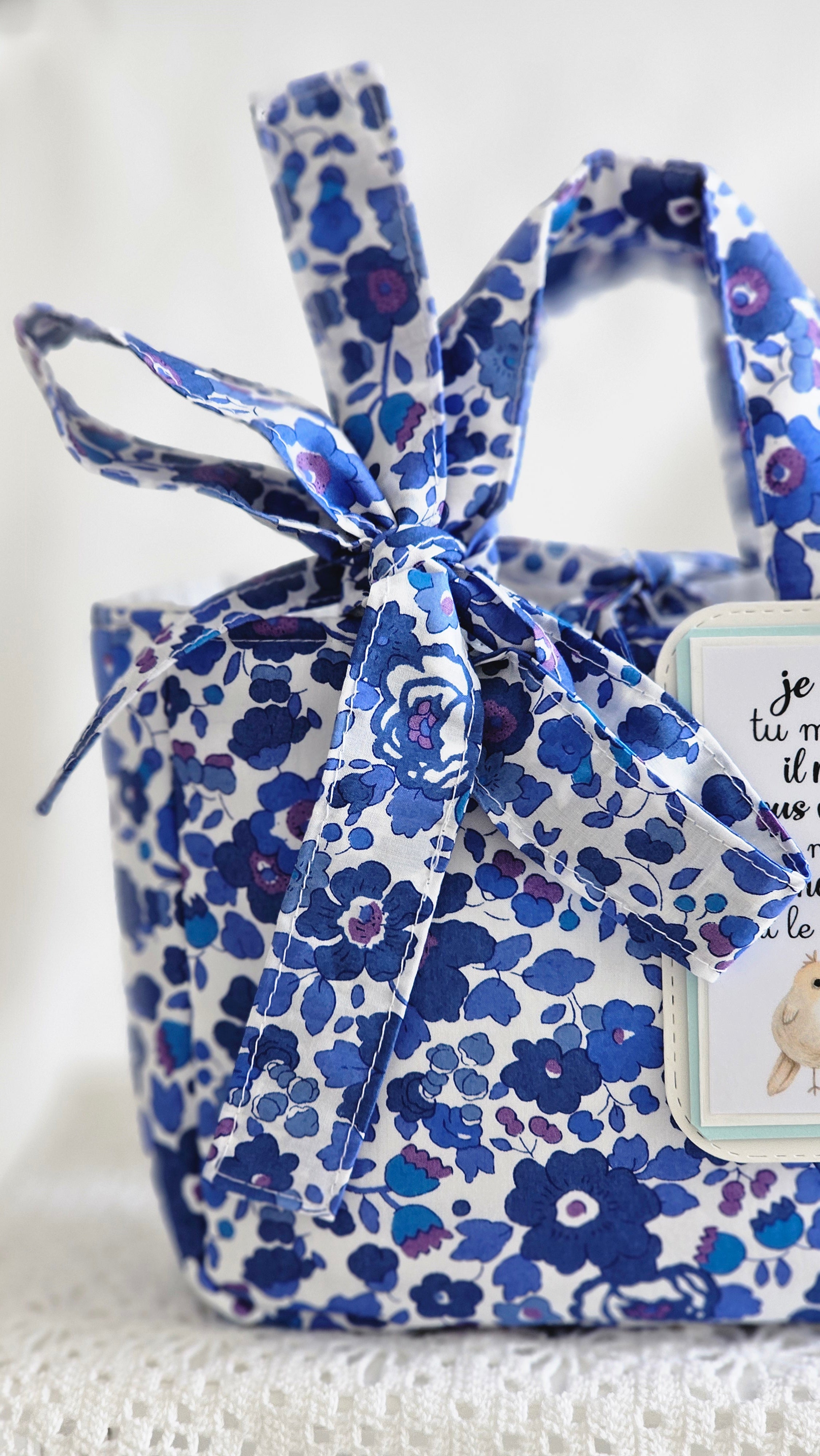 Mini sac Cabas tissu Liberty bleu