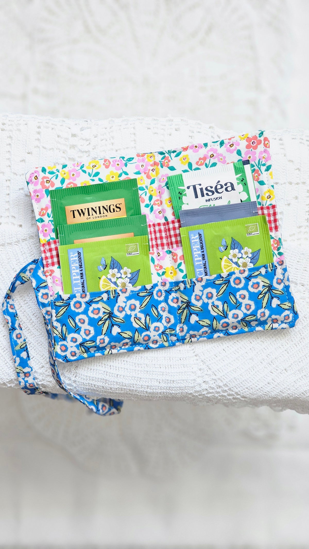 Porte sachets de thé en tissu