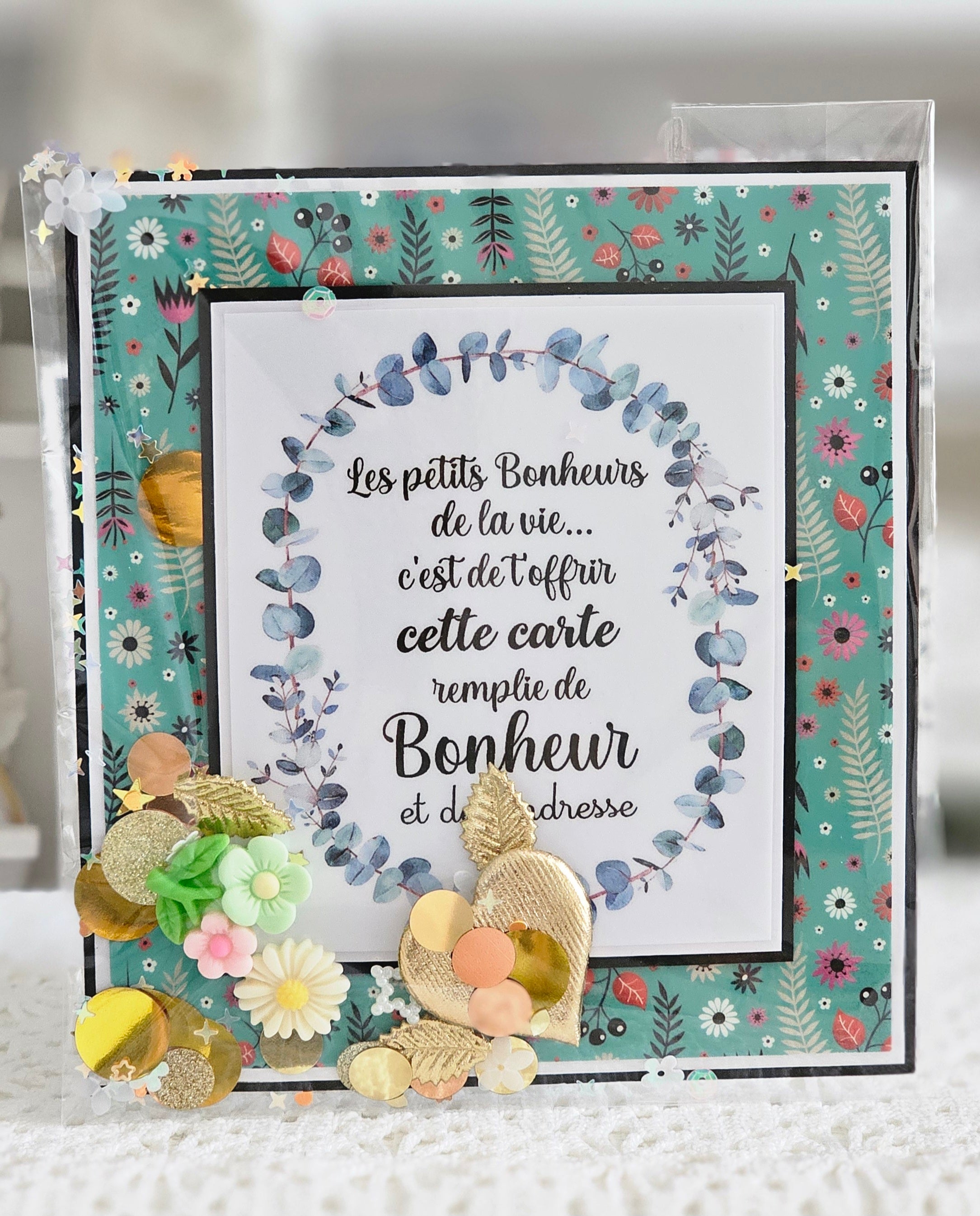 Carte à paillettes petits Bonheurs
