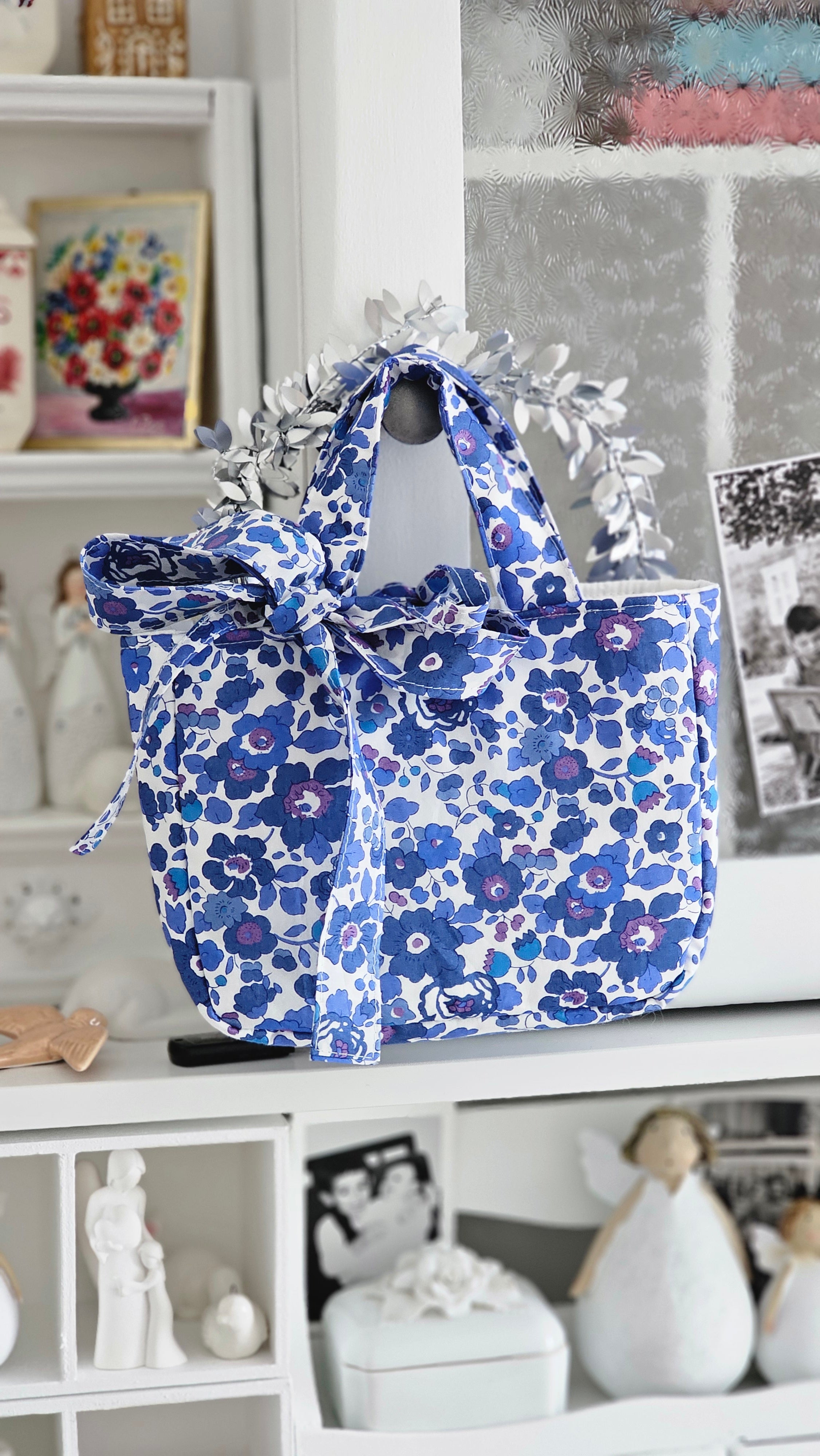 Mini sac Cabas tissu Liberty bleu