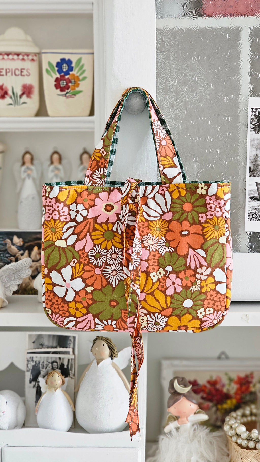 Mini sac Cabas tissu fleuri