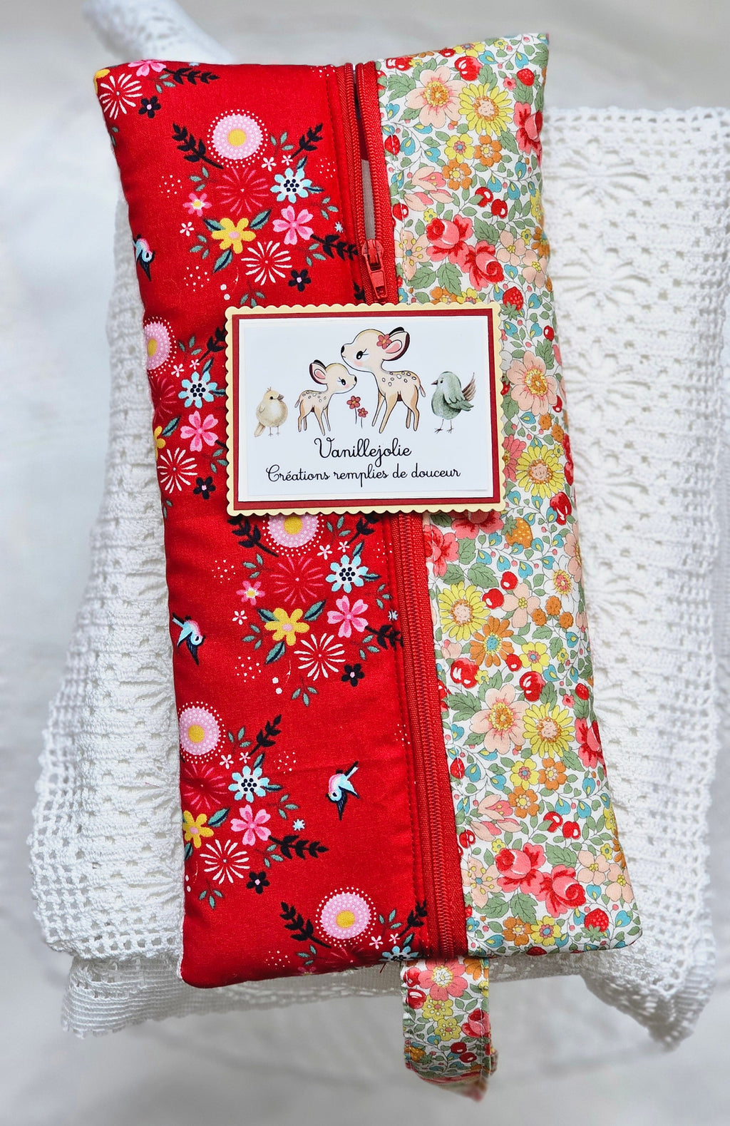 Longue trousse tissu fleuri