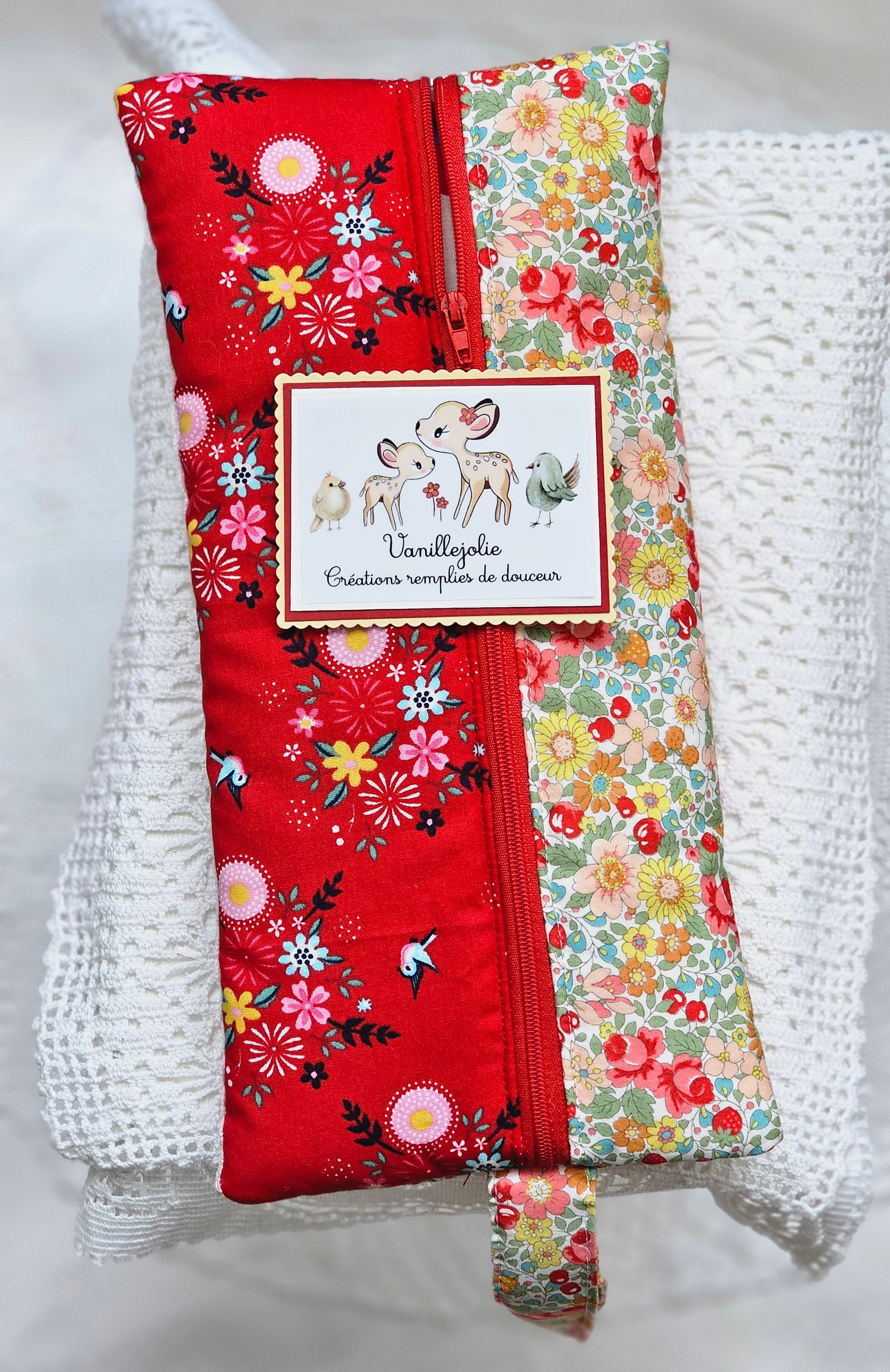 Longue trousse tissu fleuri