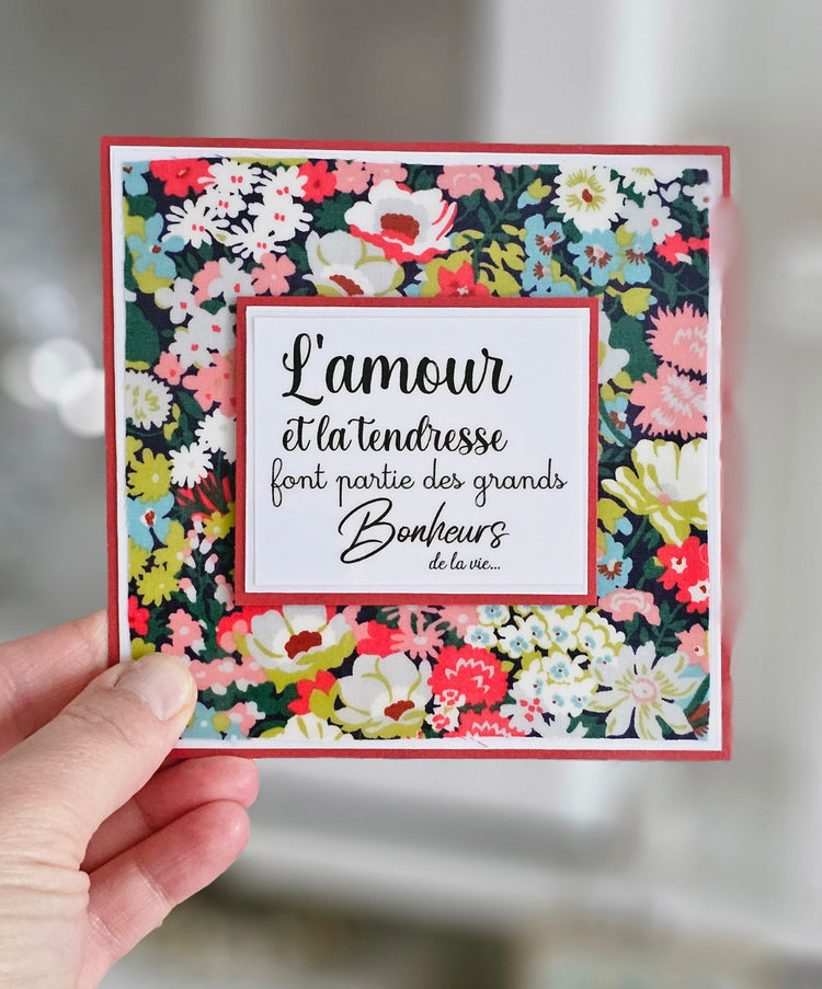 Carte texte tissu Liberty
