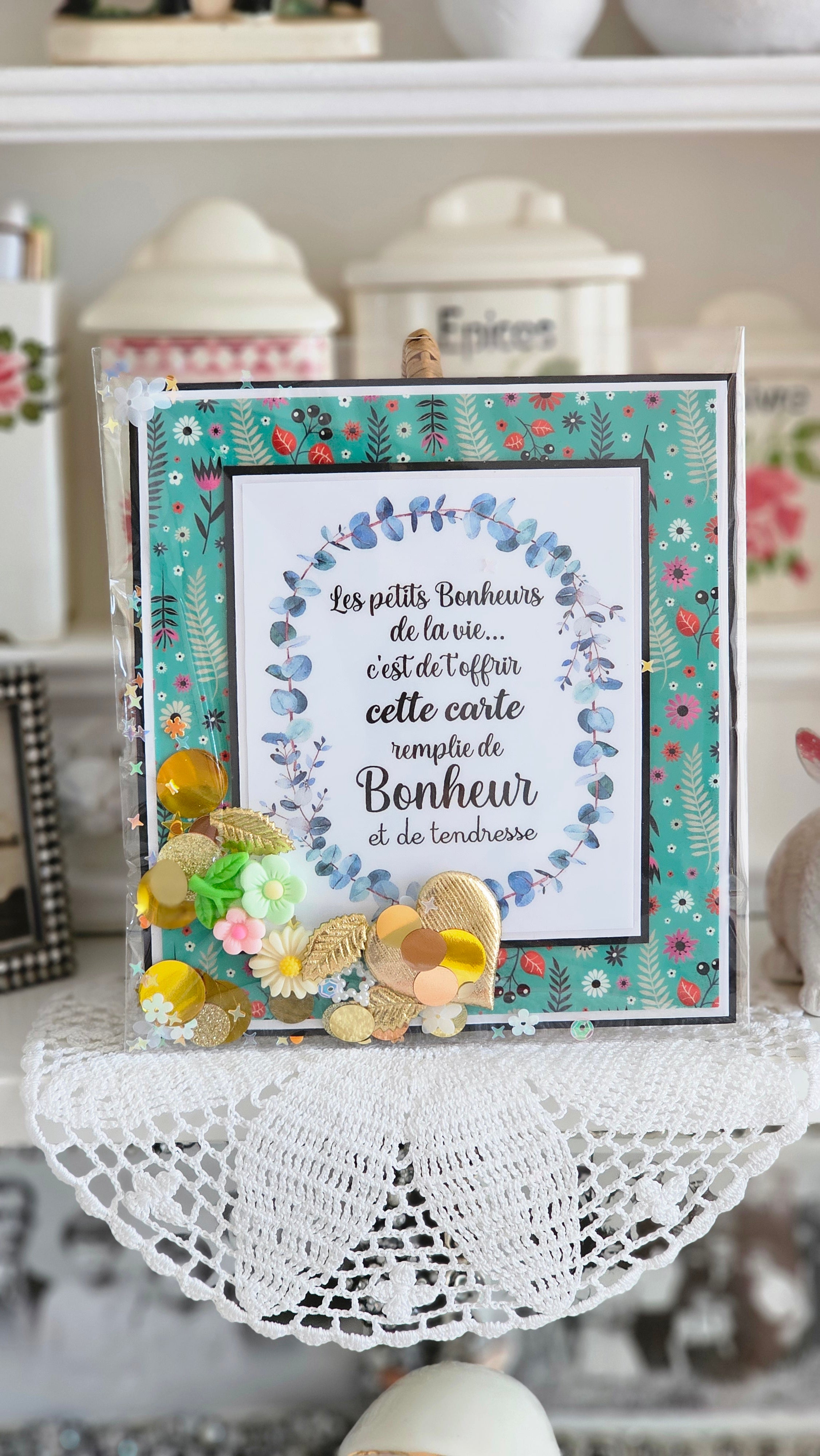 Carte à paillettes petits Bonheurs