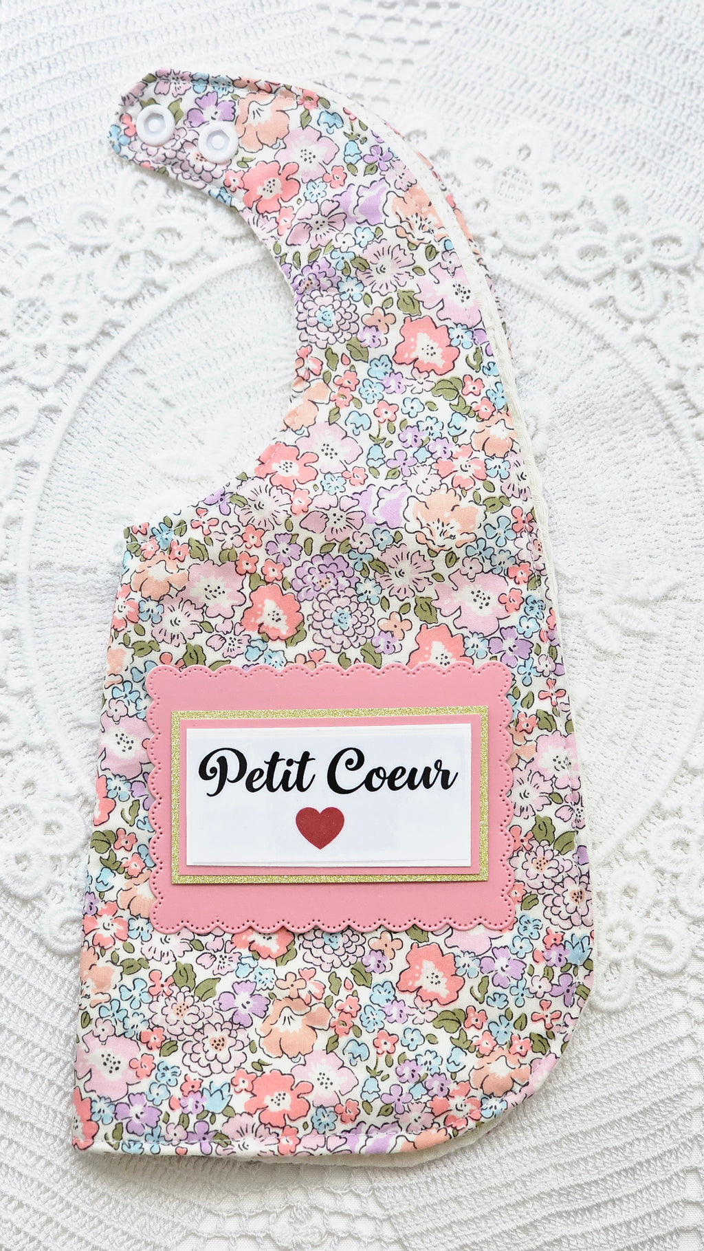 Bavoir et trousse tissu liberty rose