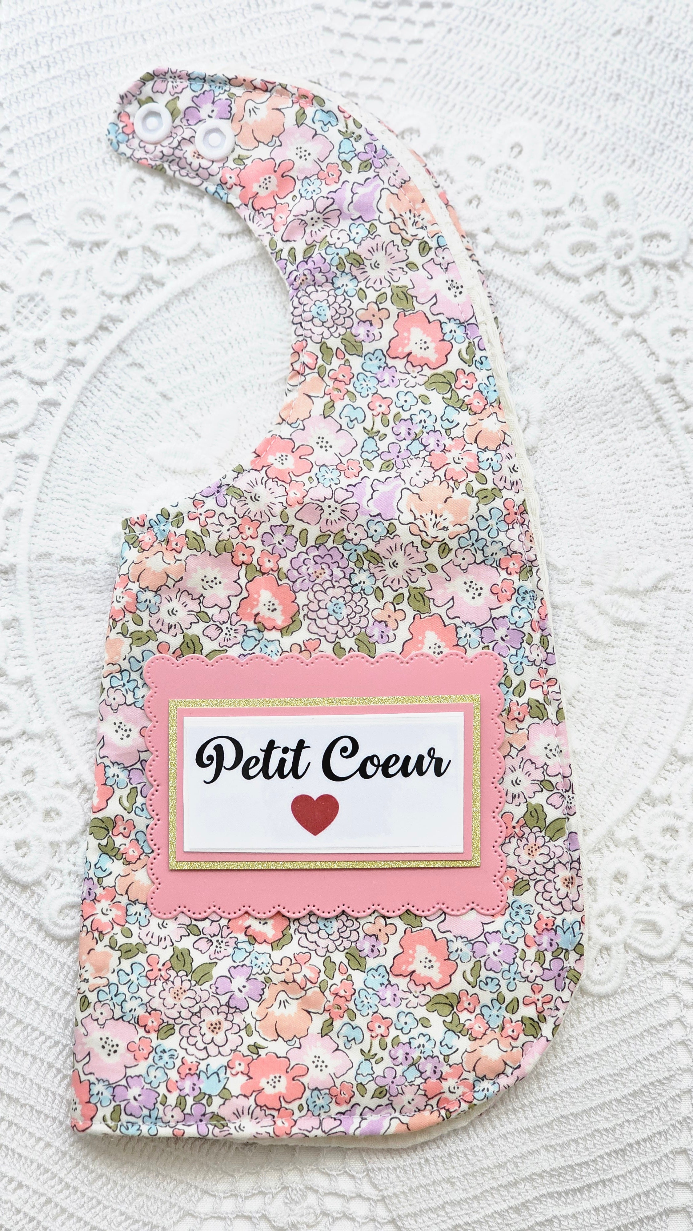 Bavoir et trousse tissu liberty rose